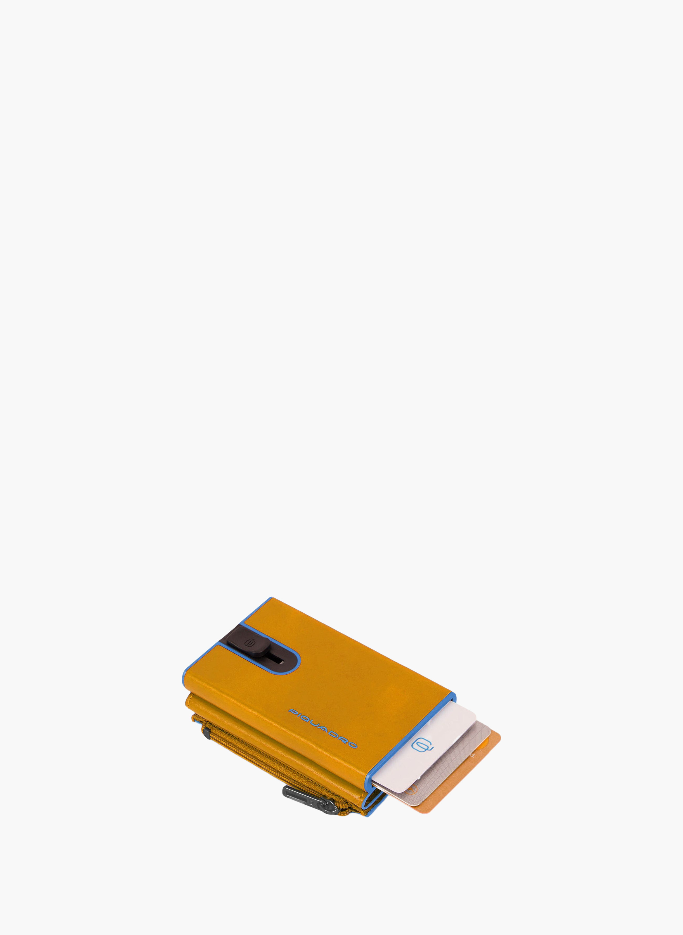 Compact leather wallet with pop-up card holder PIQUADRO Yellow