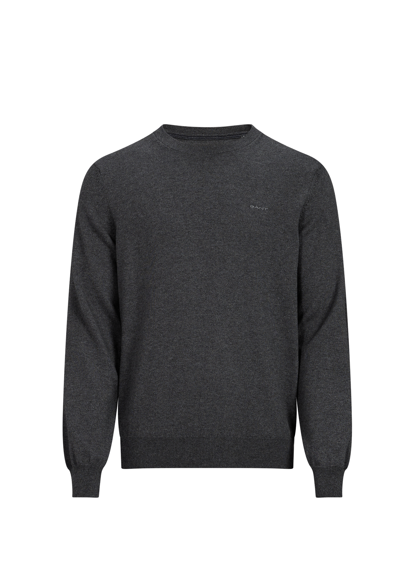 Plain straight-fit crew-neck sweater in wool and cotton GANT Grey