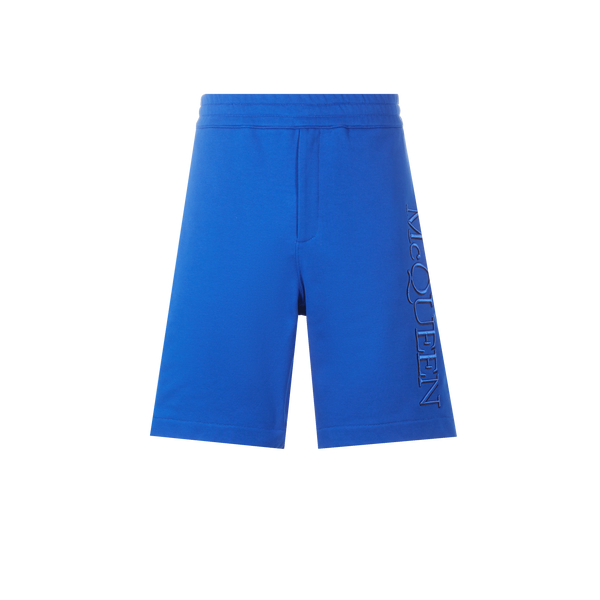 Alexander Mcqueen Loopback Organic Cotton Shorts In Galactic Blue