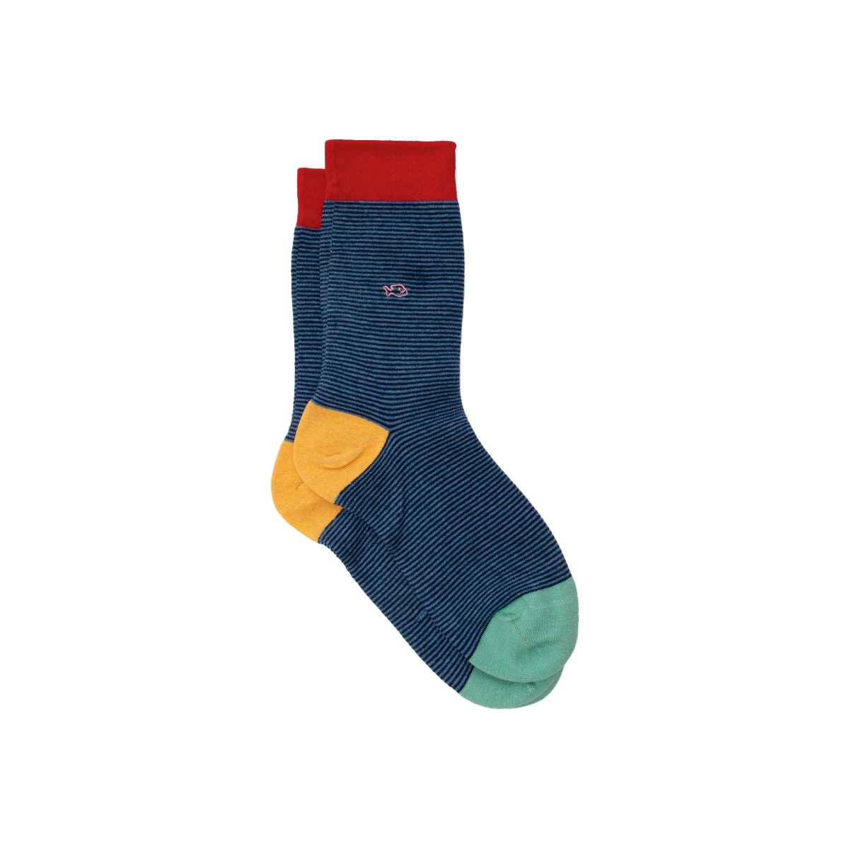 BILLYBELT Chaussettes en coton peigné rayées Bleu