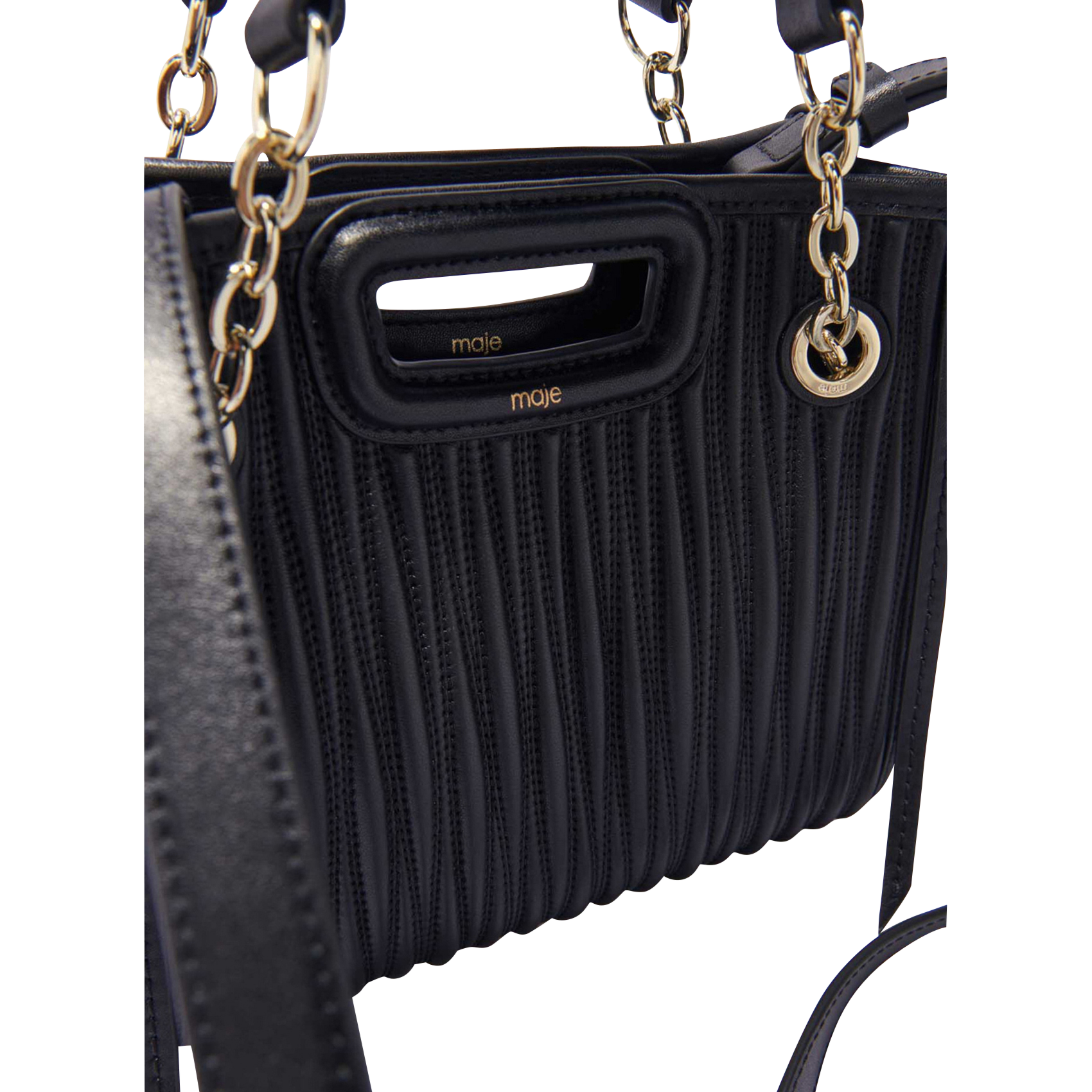 Sac bandoulière en cuir m cabas mini MAJE Noir