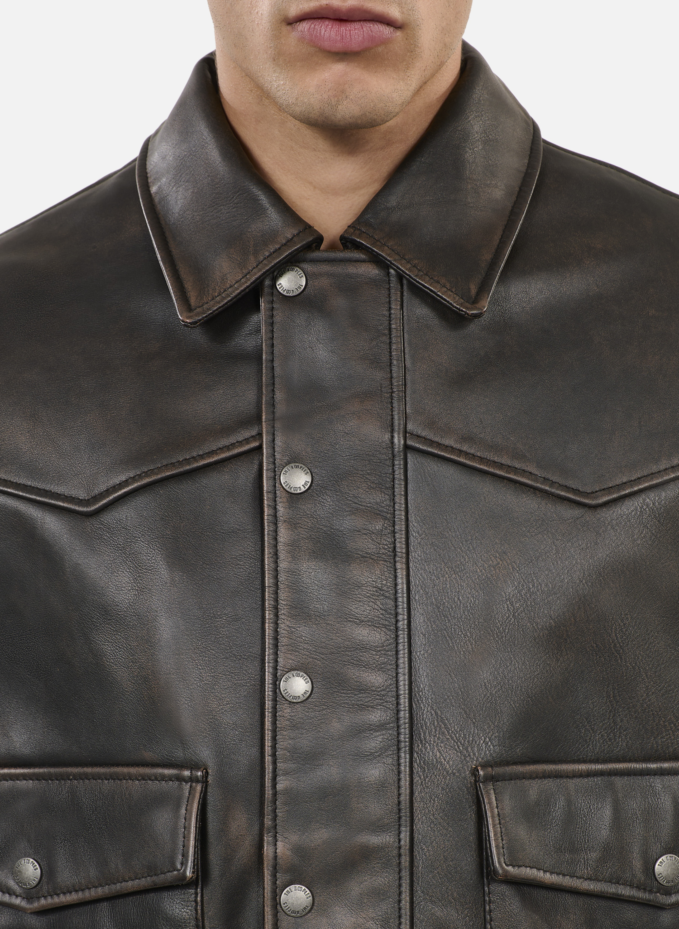 Blouson en cuir THE KOOPLES Marron