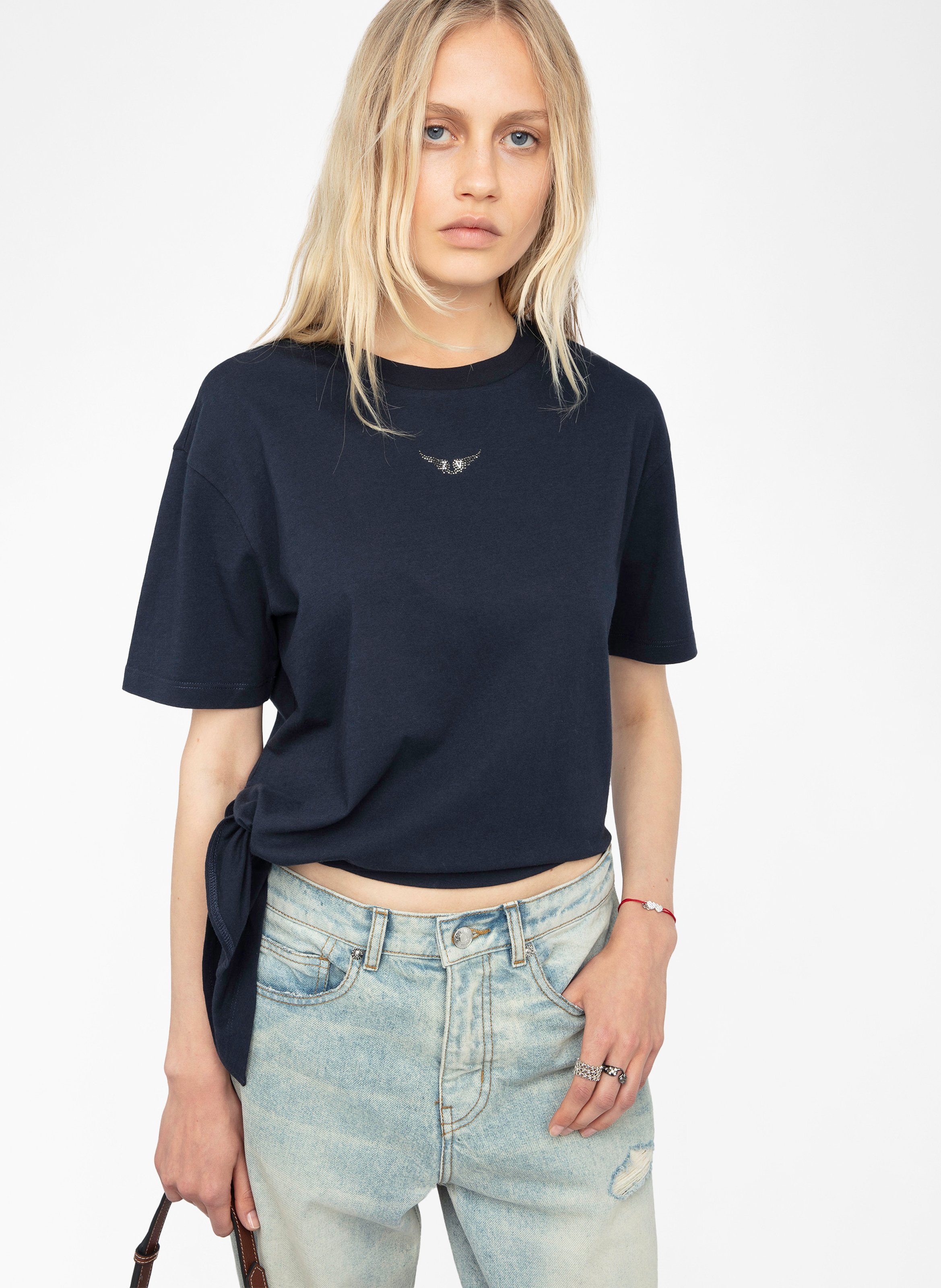 Tee-shirt col rond en coton edda ZADIG&VOLTAIRE Bleu
