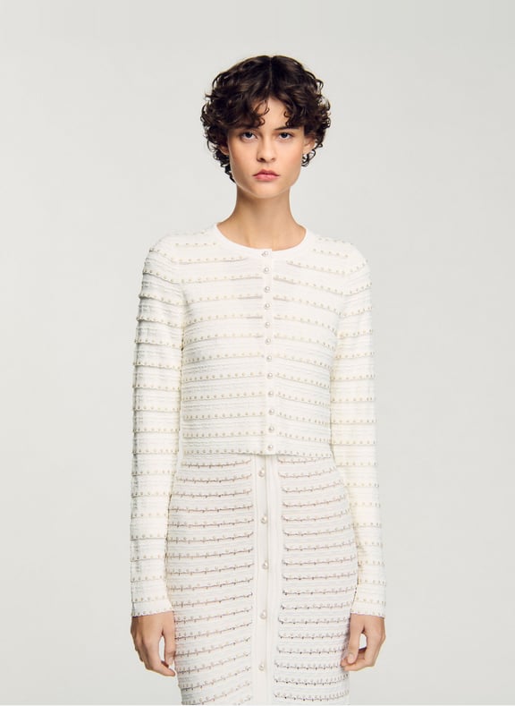 Cardigan court perlé Beige by SANDRO SANDRO Cardigan court perlé Beige