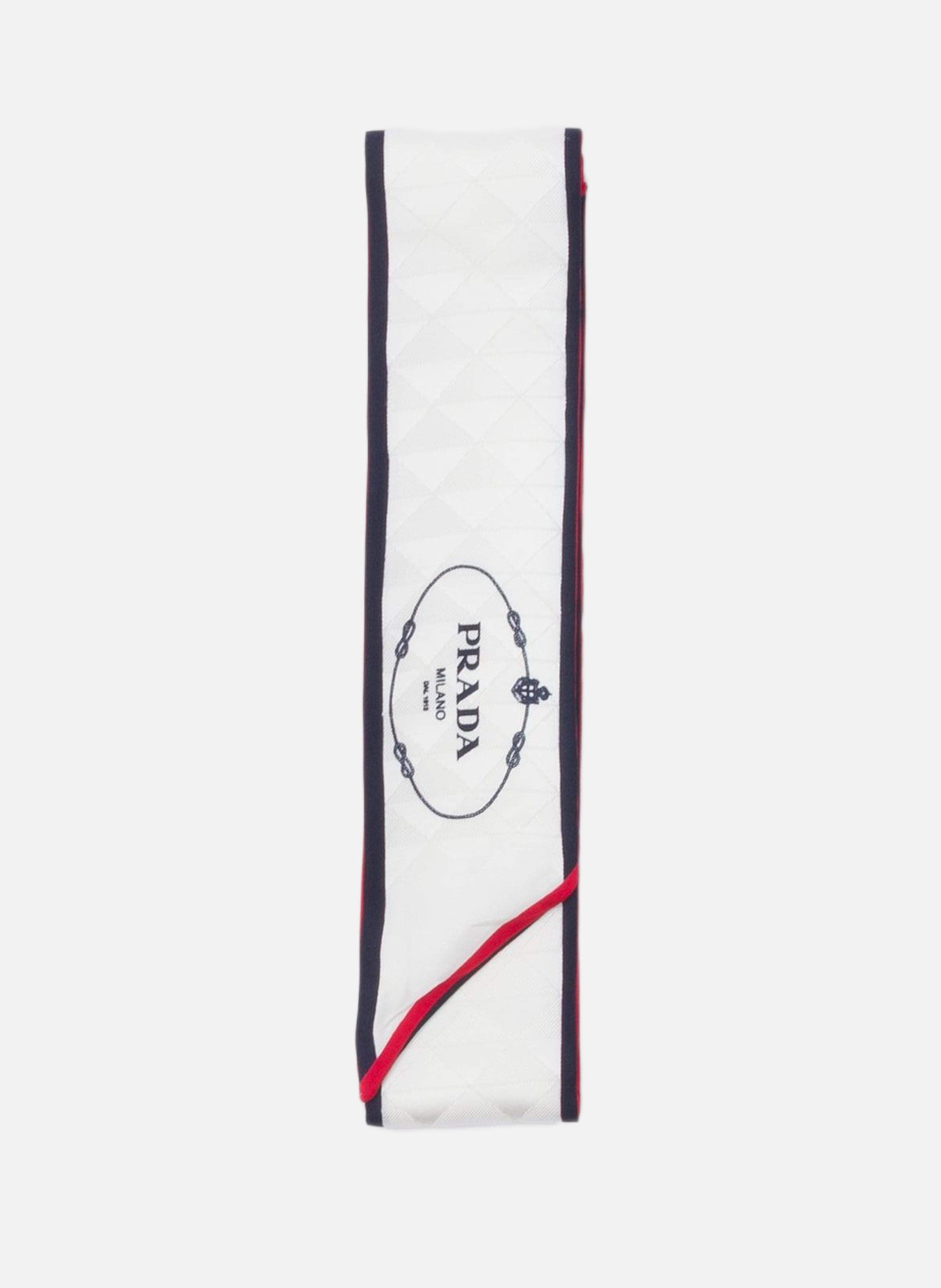 Foulard fin en jacquard de sergé de soie imprimé PRADA Beige