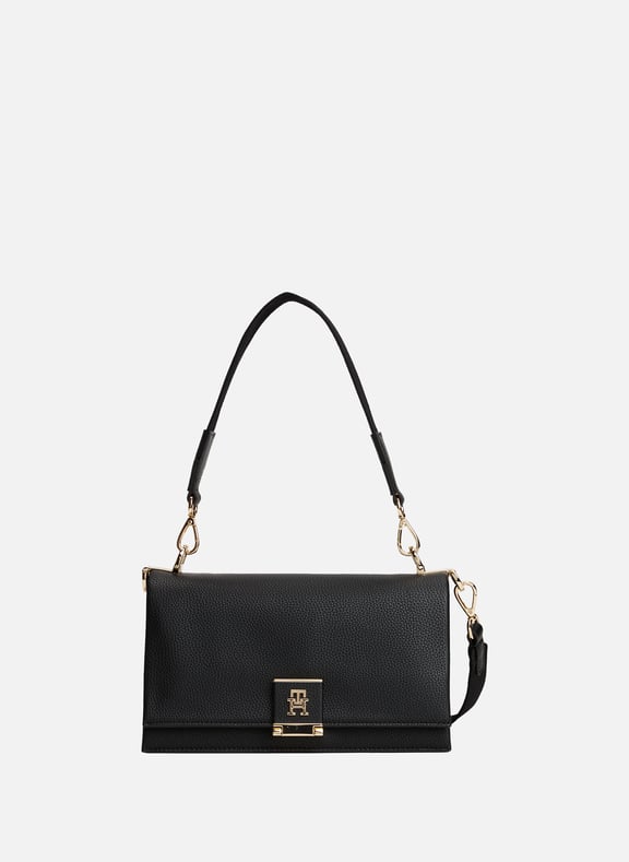 Grained effect shoulder bag Black by TOMMY HILFIGER TOMMY HILFIGER Grained effect shoulder bag Black
