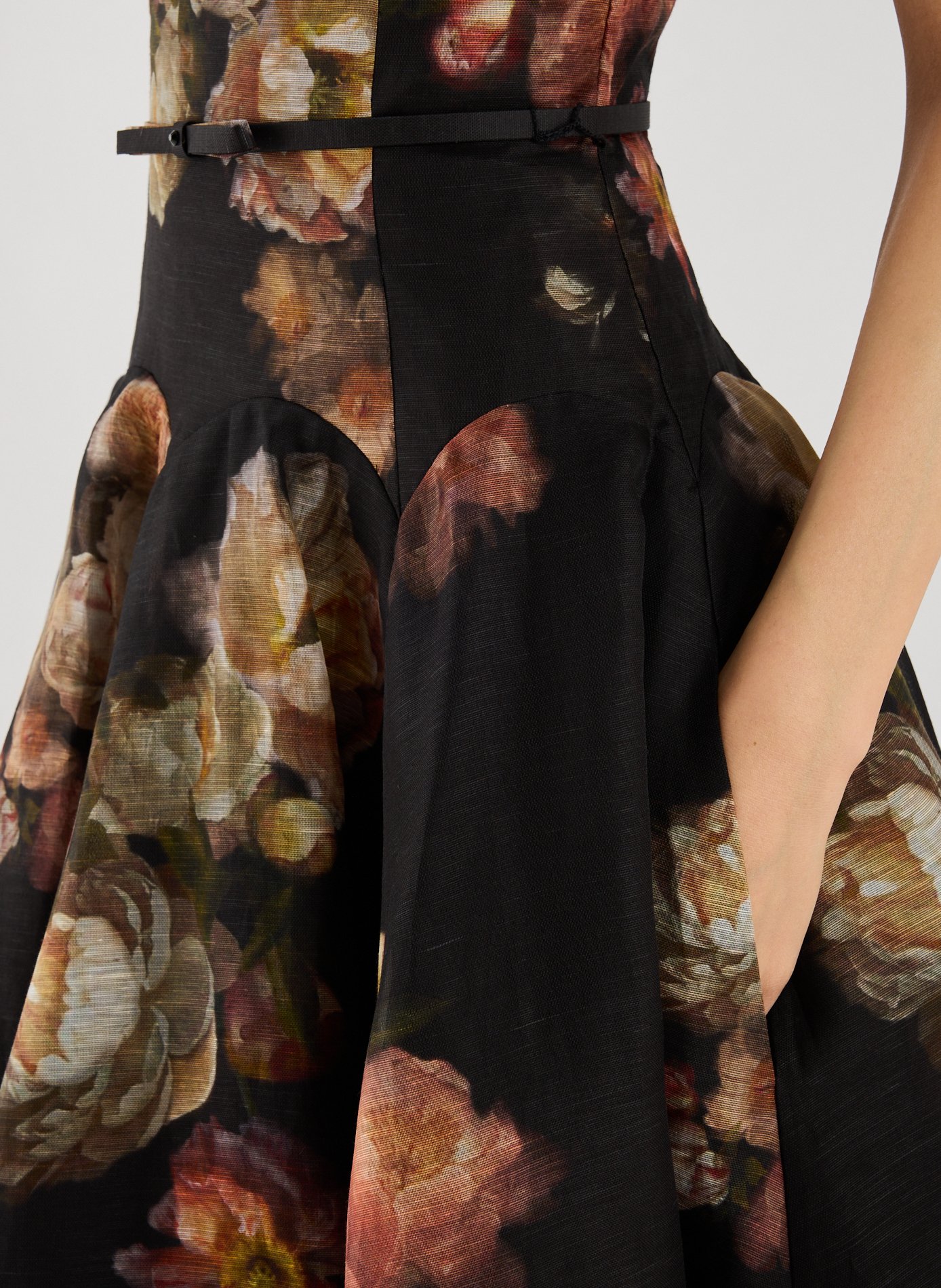 Robe midi fleurie en lin et soie ZIMMERMANN Multicolore