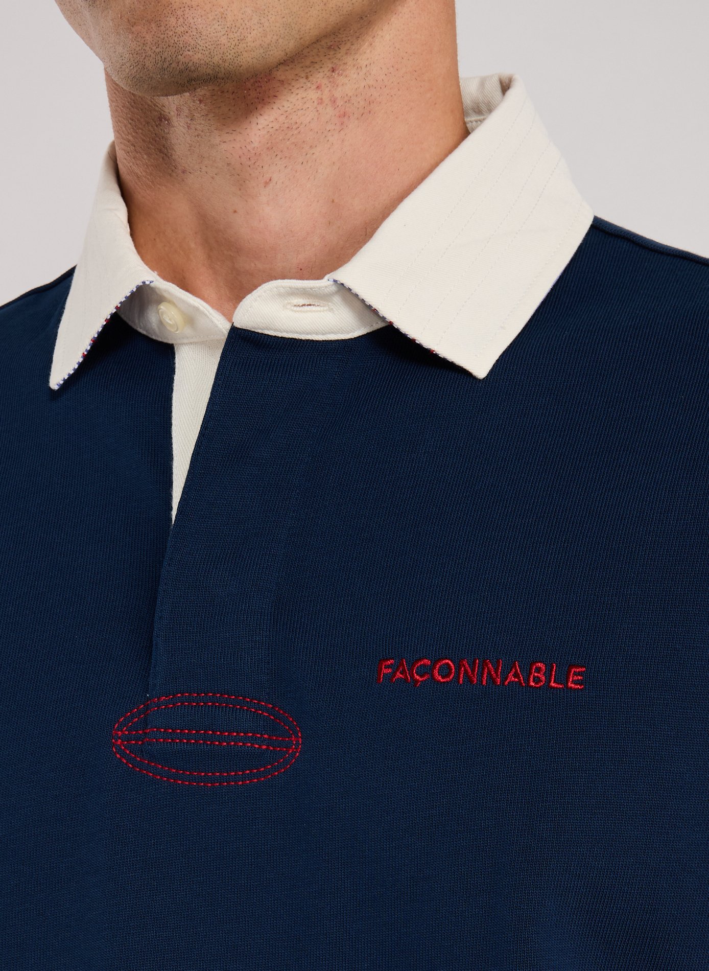 Long-sleeve cotton Polo shirt FACONNABLE Blue