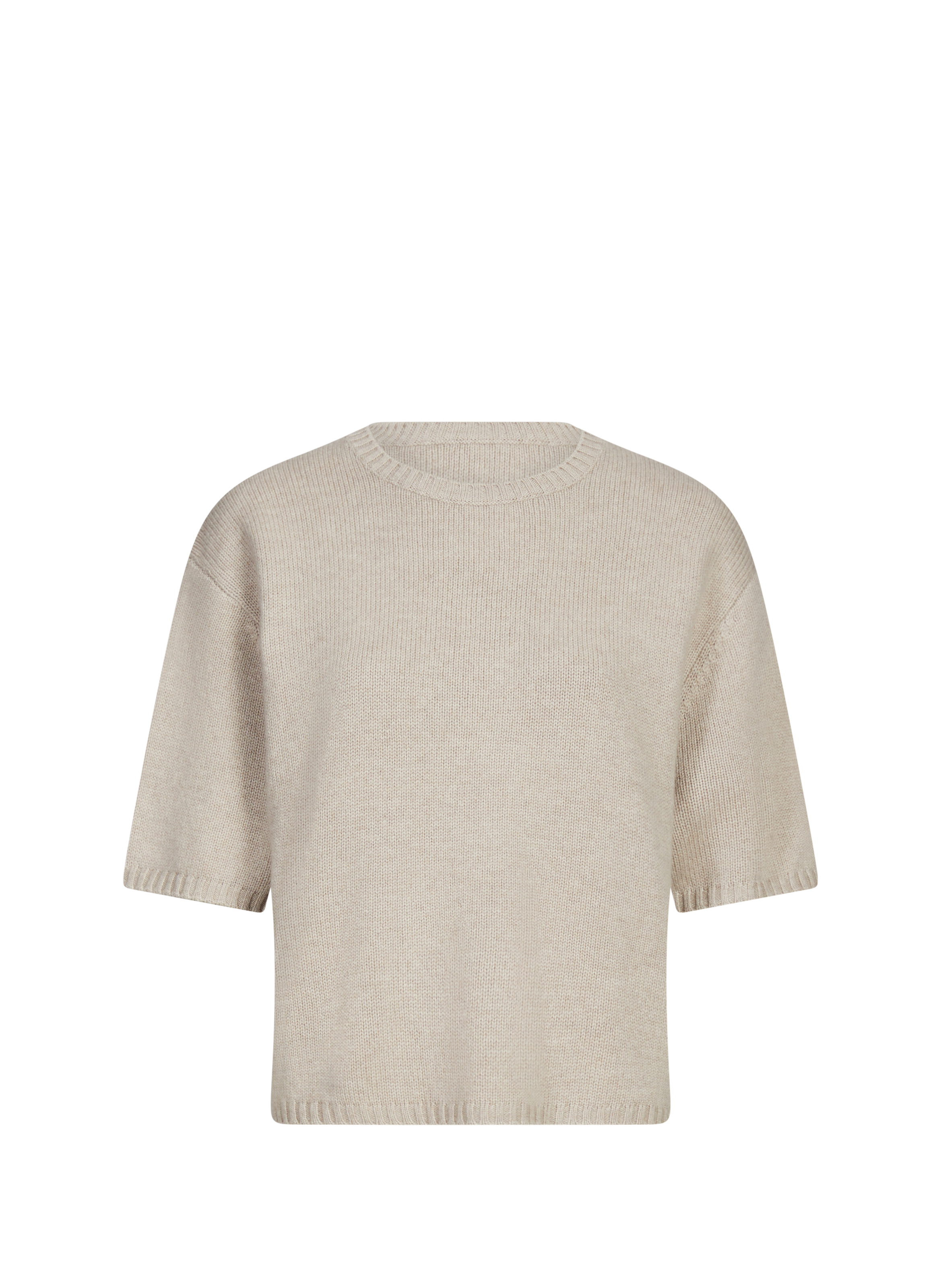 ALMADA T-shirt col rond en laine et cachemire Beige