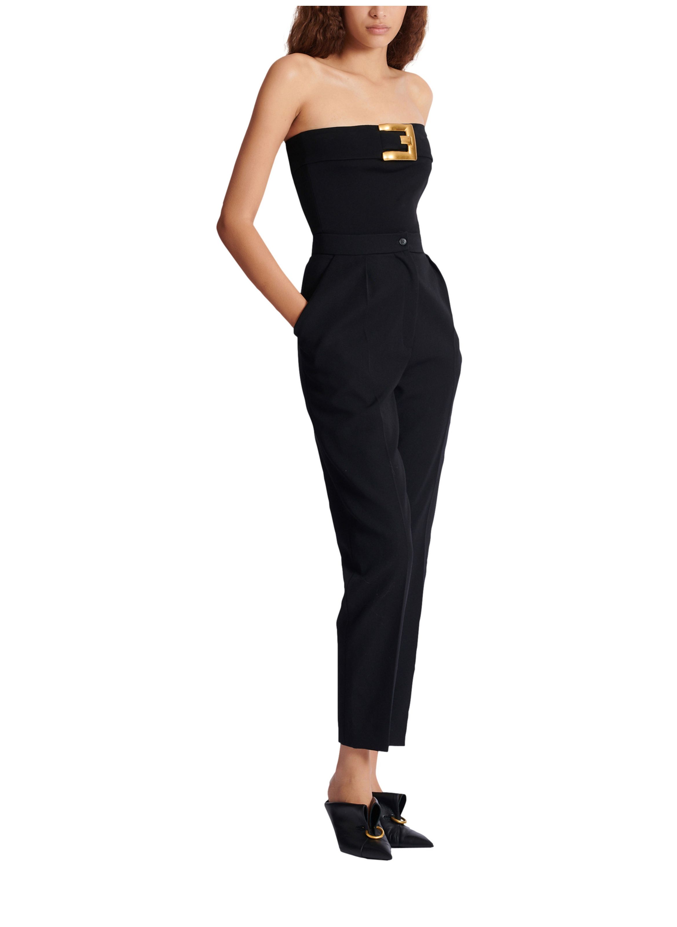 Body bustier en crêpe avec détail ceinture Noir