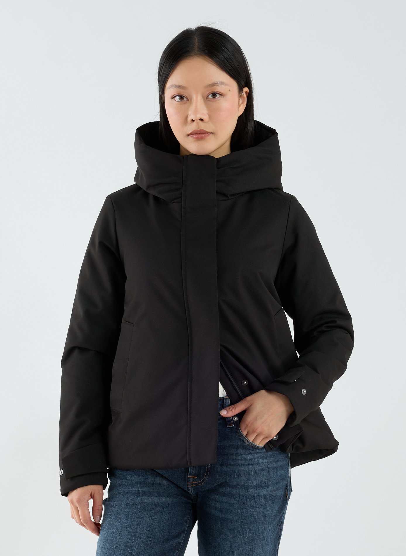 Short jacket with hood and high collar SAVE THE DUCK Black