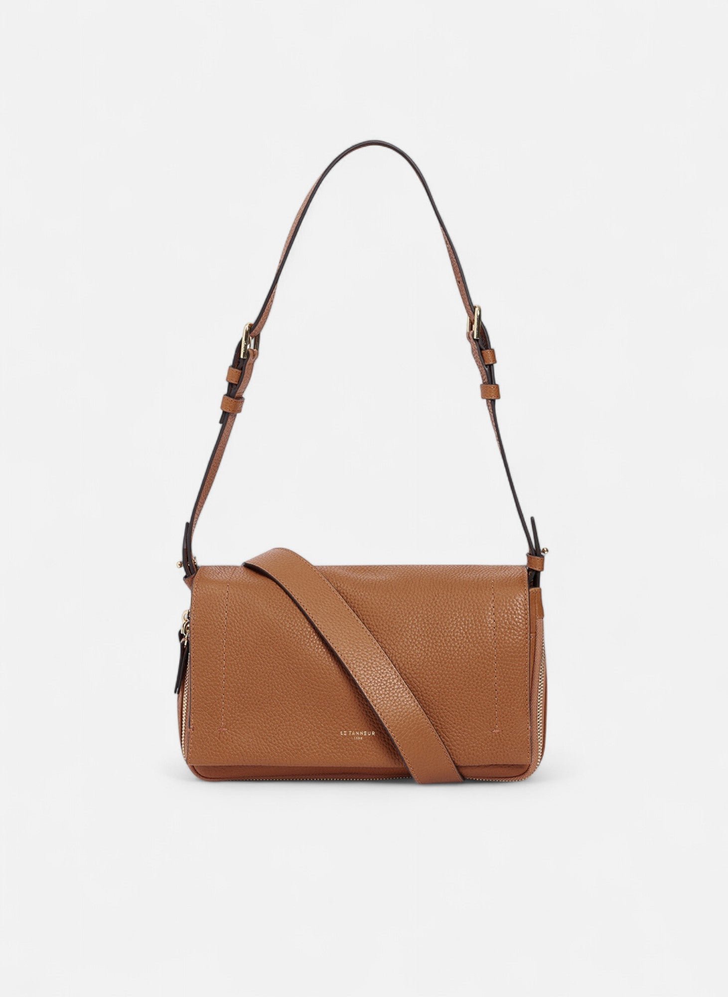 Petit sac bandoulière aurore en cuir grainé LE TANNEUR Marron