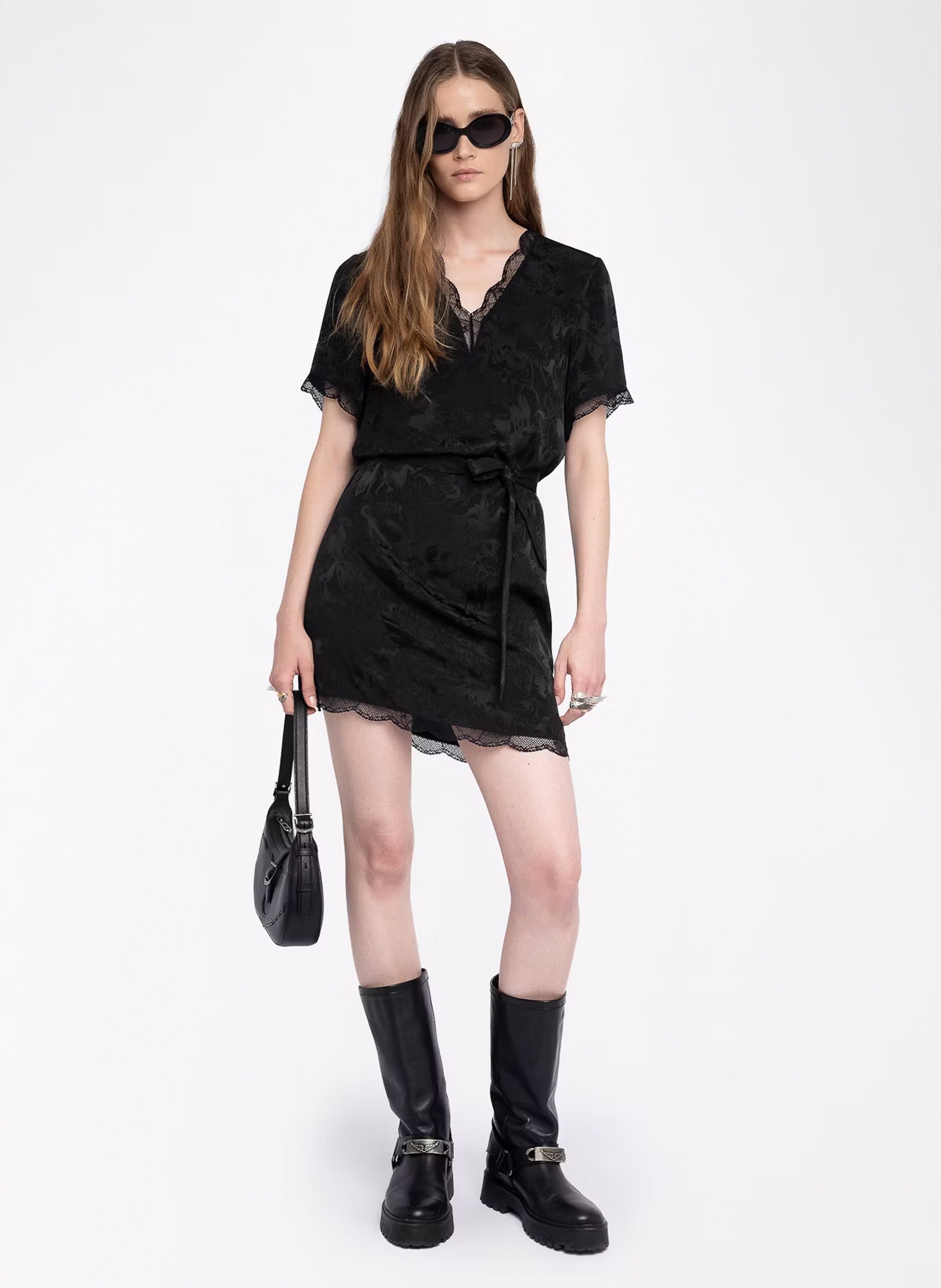 Robe courte col v en soie rerzo ZADIG&VOLTAIRE Noir