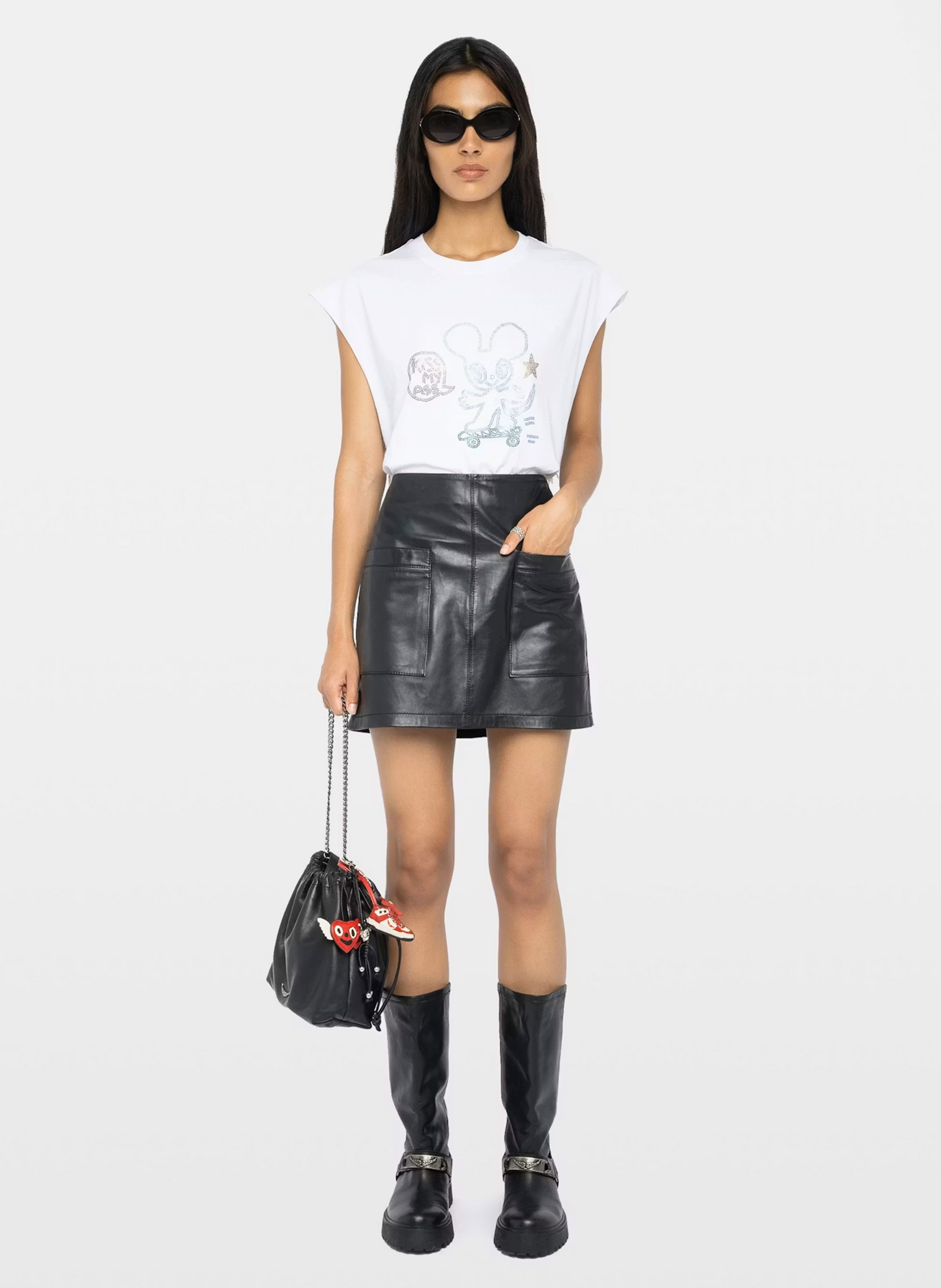 Tee-shirt sans manches avec strass devant cloe ZADIG&VOLTAIRE Blanc