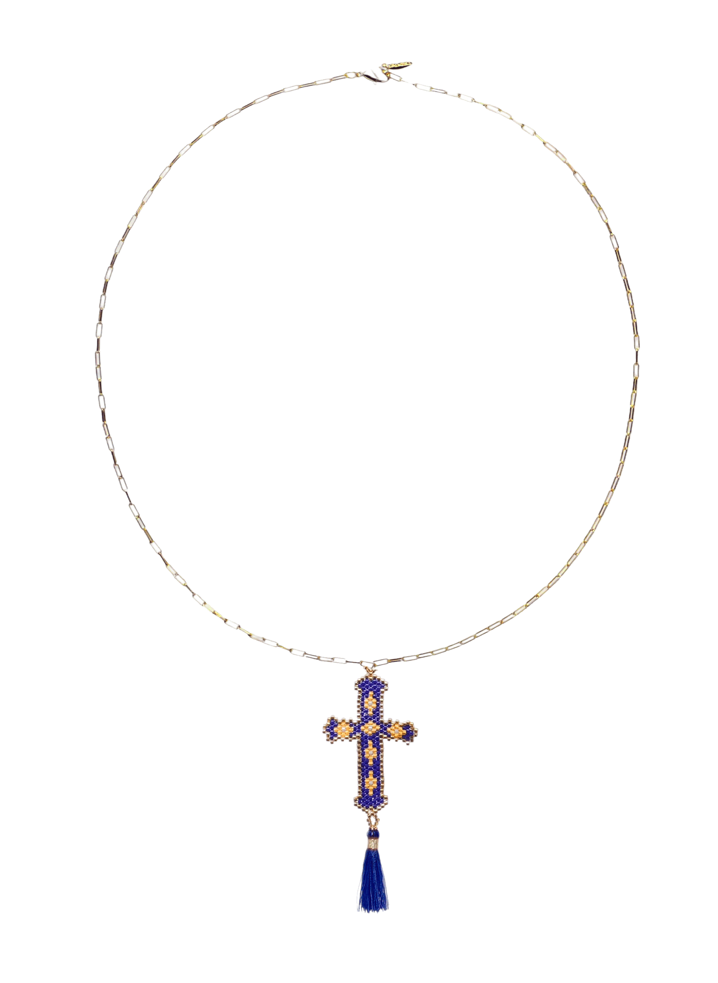 Collier chaîne avec pendentif perles tissées DIVYNA HIPANEMA Bleu
