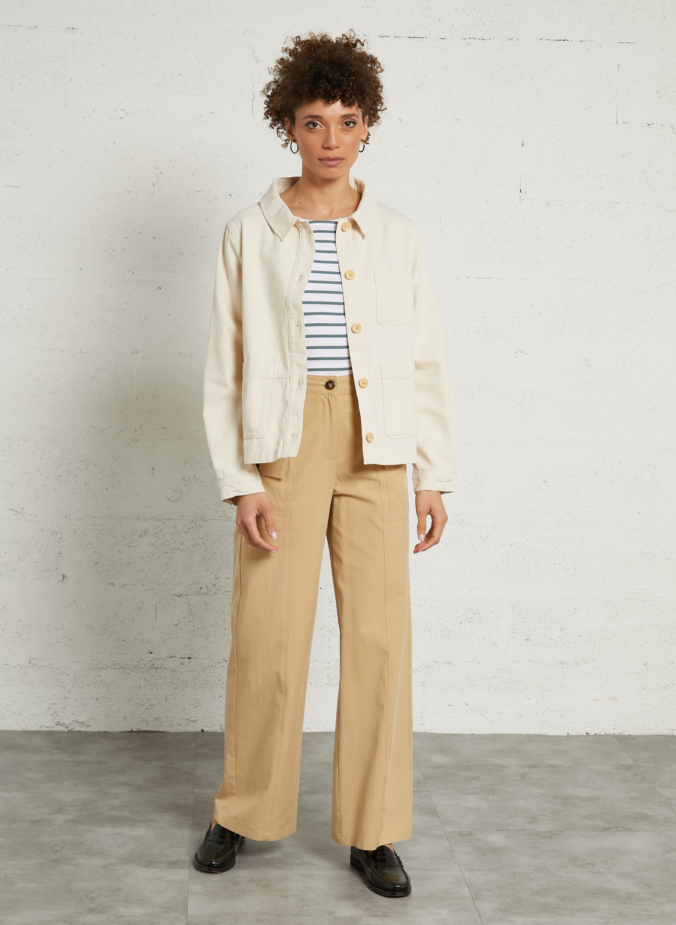 Veste droite à poches unie en coton heritage ARMOR-LUX Beige