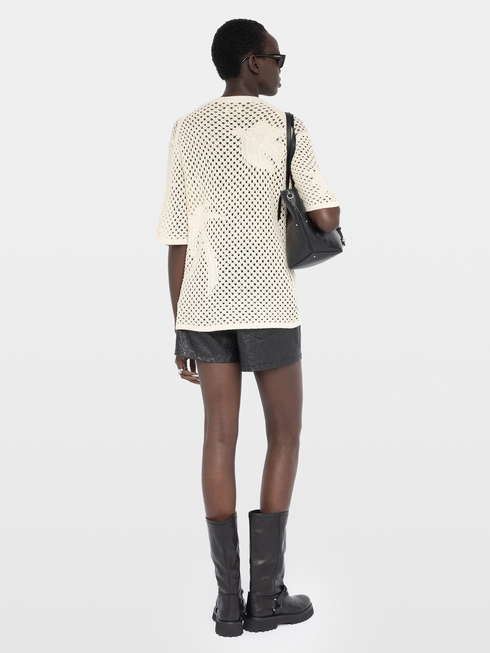 Pull droit col rond en lin et coton mélangé malyna ZADIG&VOLTAIRE Blanc