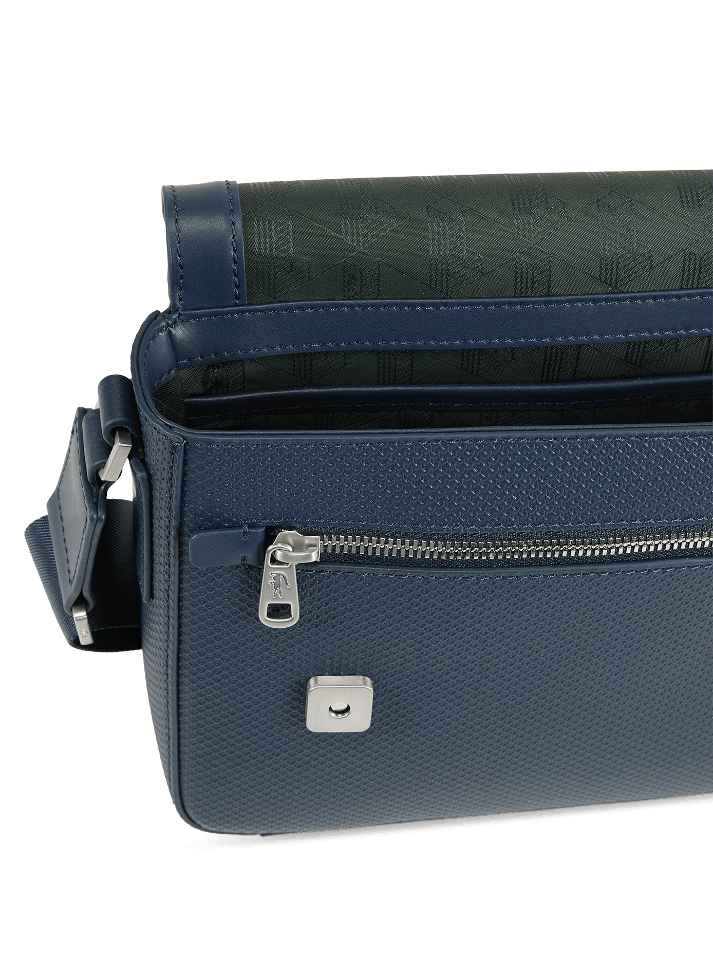 Textured leather shoulder bag LACOSTE Blue