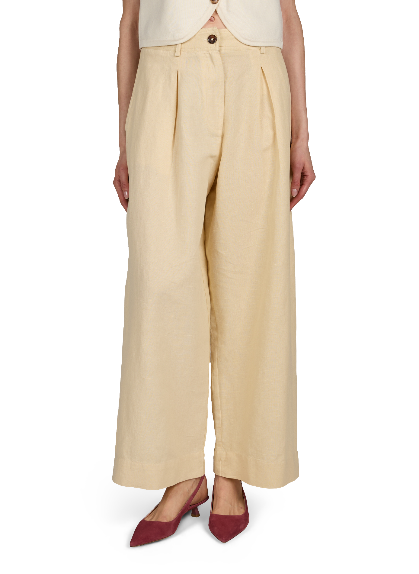 Federica wide-leg pants in linen and cotton LOUISE MISHA Beige