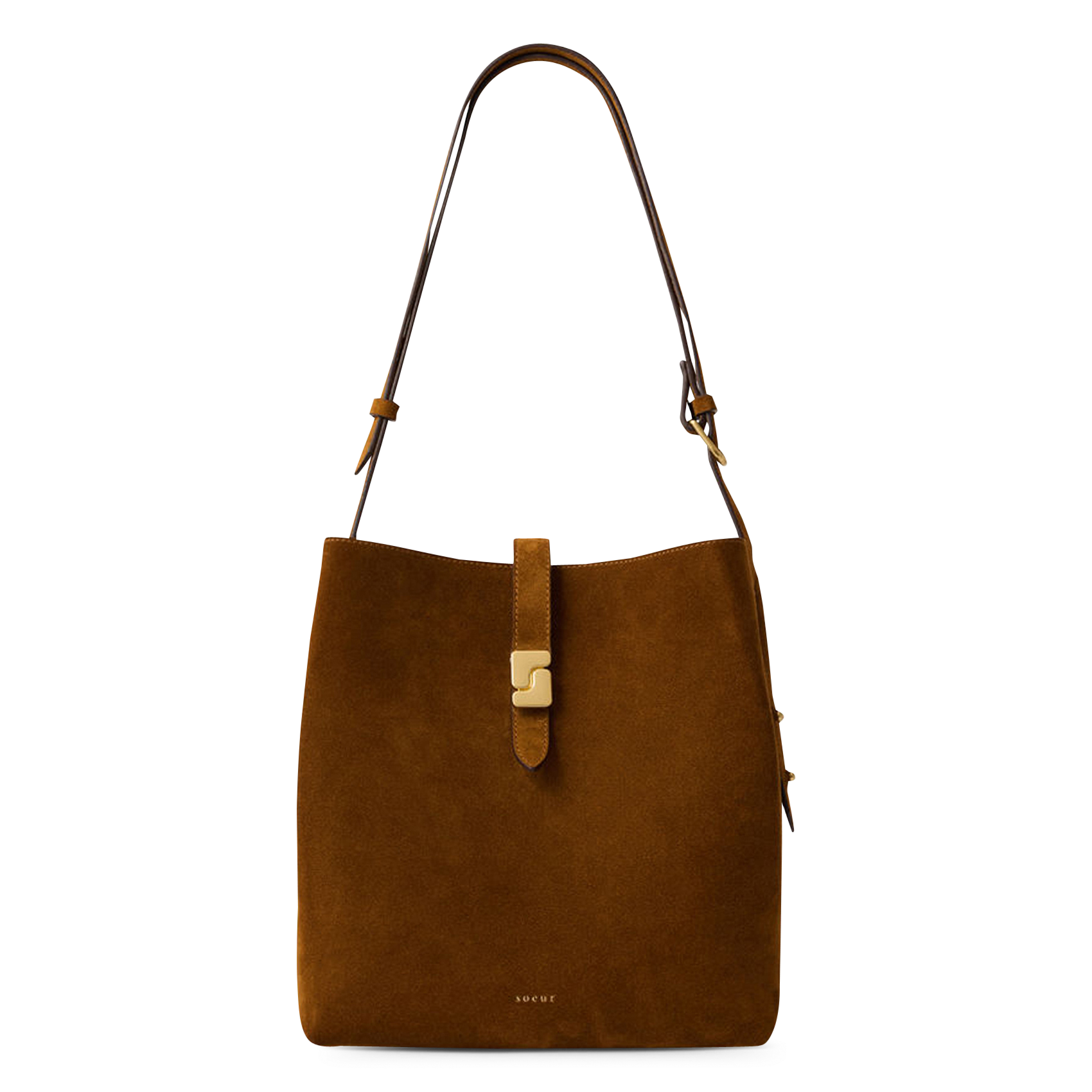 Sac à rabat monogramme en suède bello SOEUR Marron