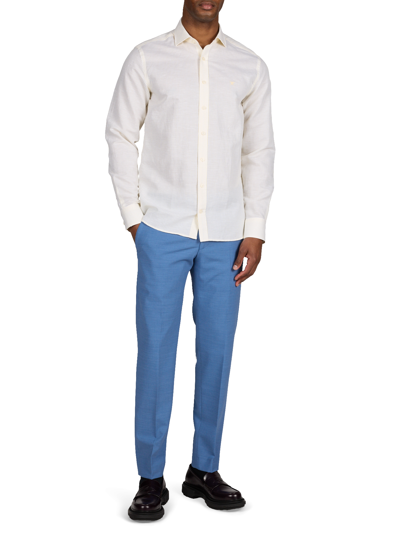 Chemise à rayures en lin HACKETT Jaune