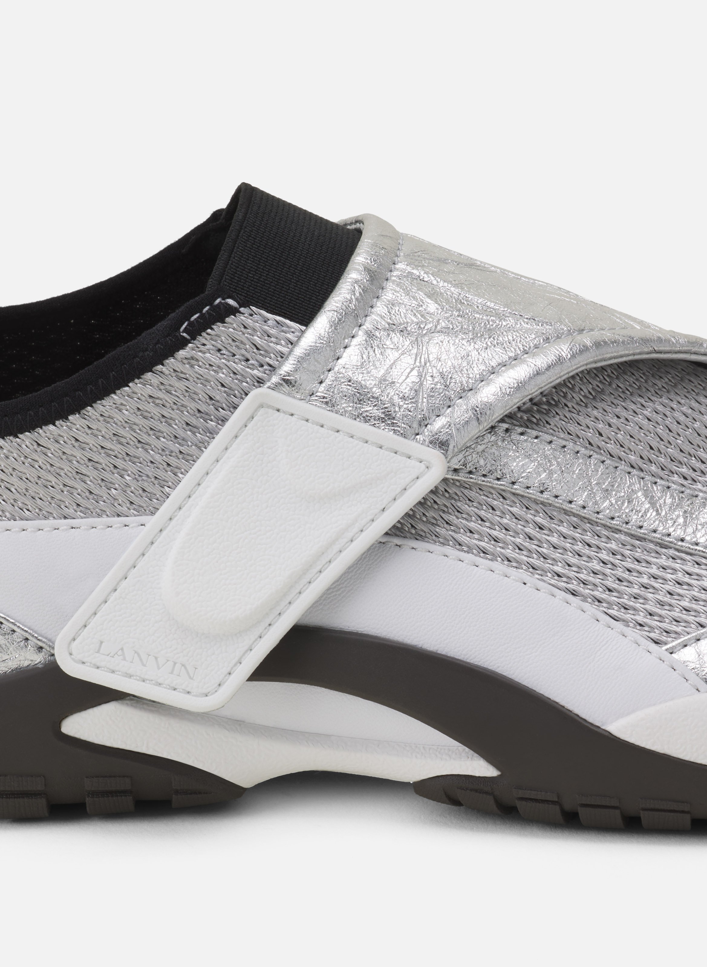 Sneaker lnv1 en cuir metallise froisse LANVIN Noir