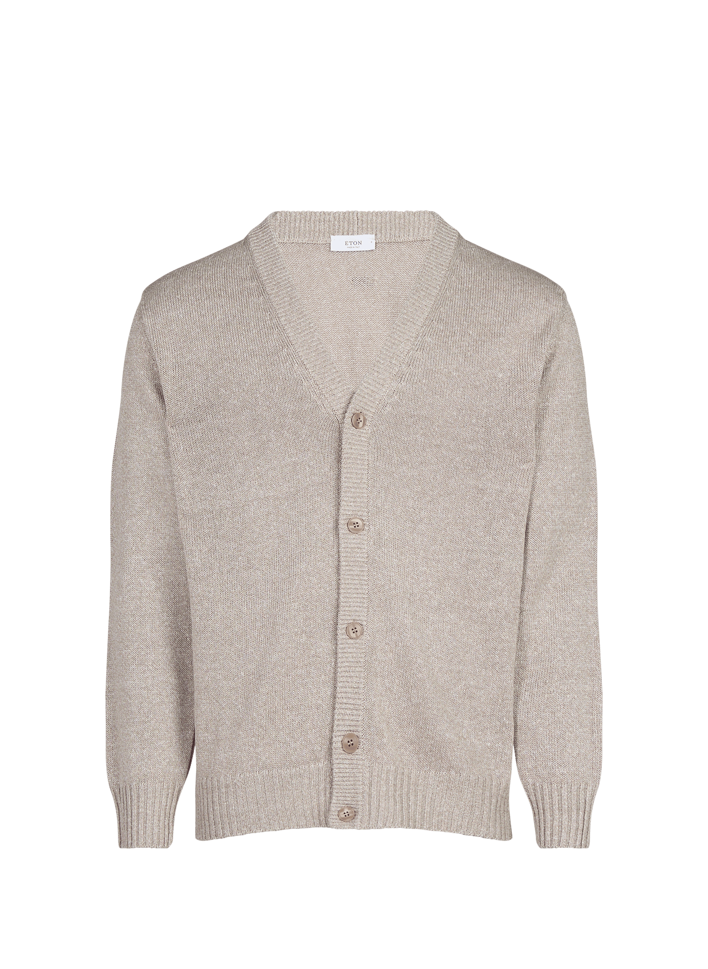 Gilet boutonné col v en lin e ten coton mélangés ETON Beige