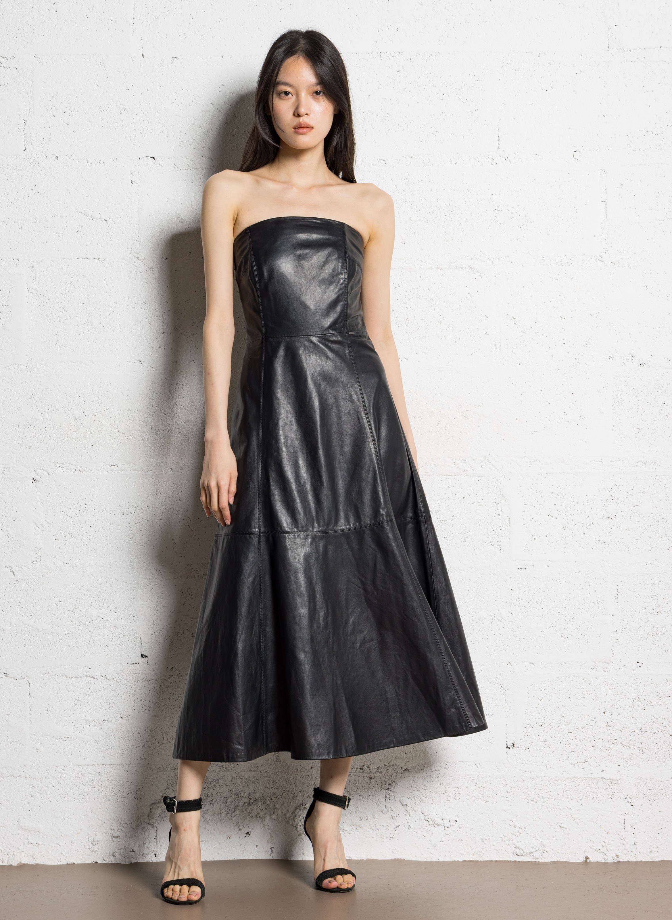 Robe bustier en cuir IKKS Noir
