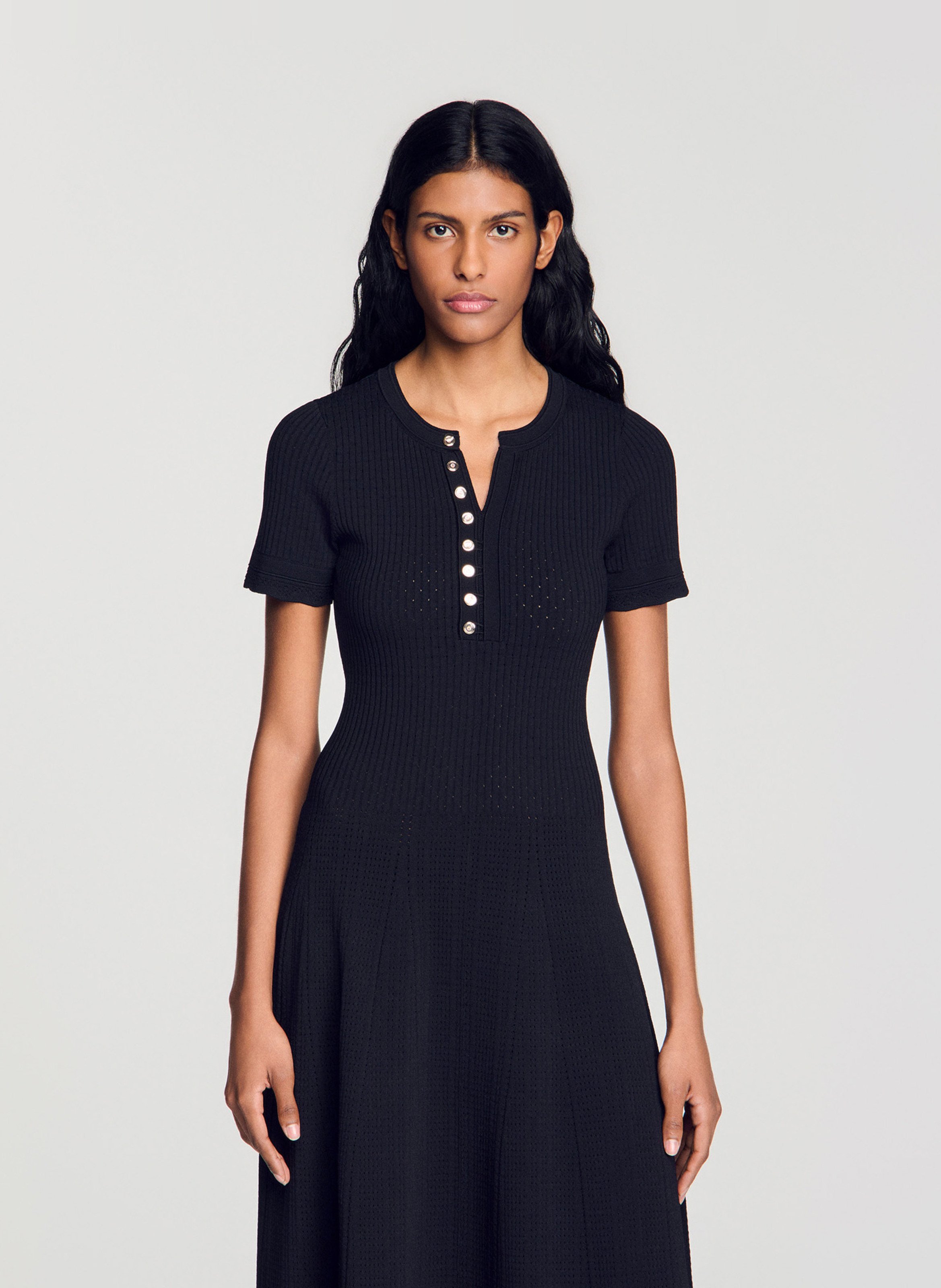 Robe longue col rond SANDRO Noir