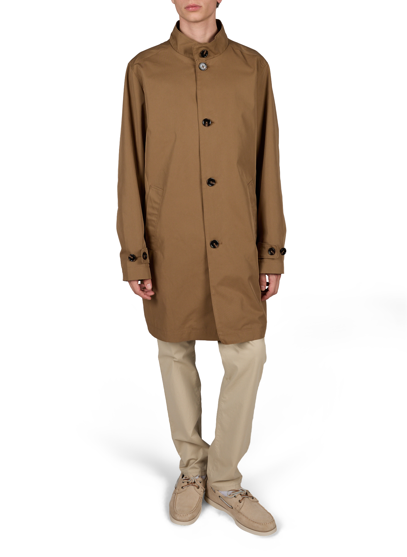 Imperméable droit en coton mélangé PIERRE CARDIN Marron