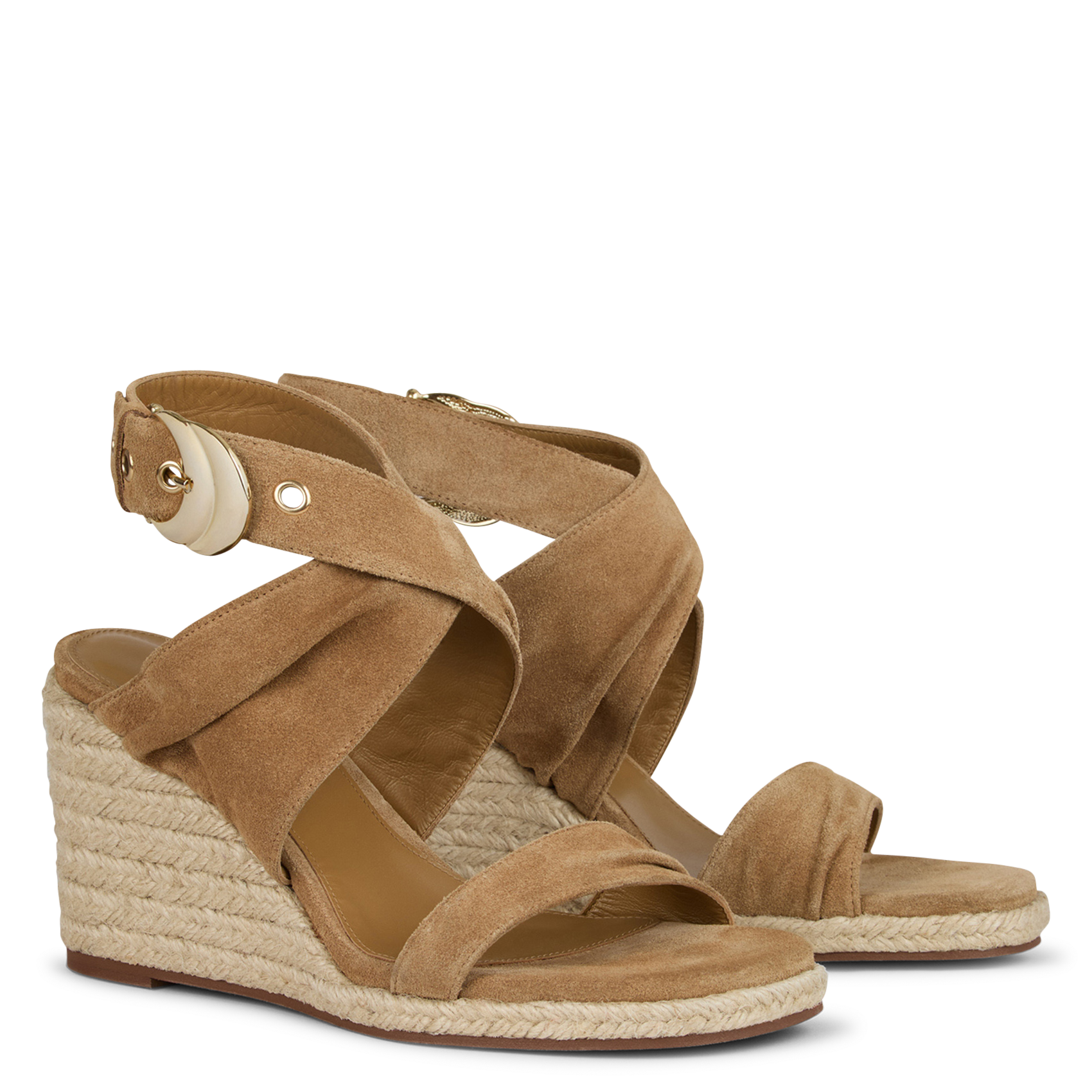 Sandales espadrilles en cuir velours cecile BA&SH Beige