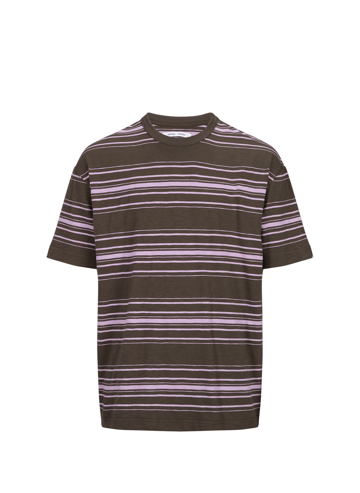 Gerader Rundhalsstreifen-T-Shirt aus Baumwolle SAMSOE SAMSOE Braun