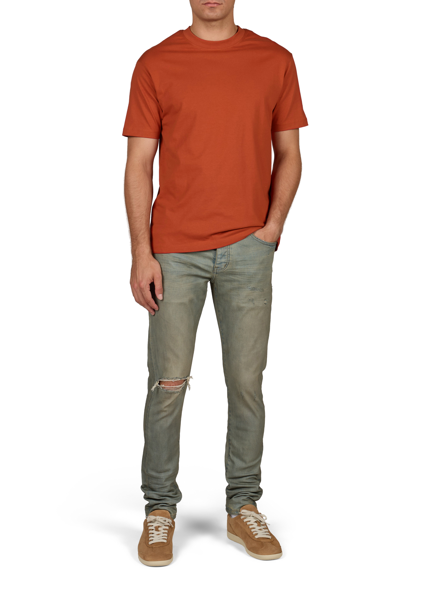 Ripped slim fit jeans in blended cotton PURPLE BRAND Blue
