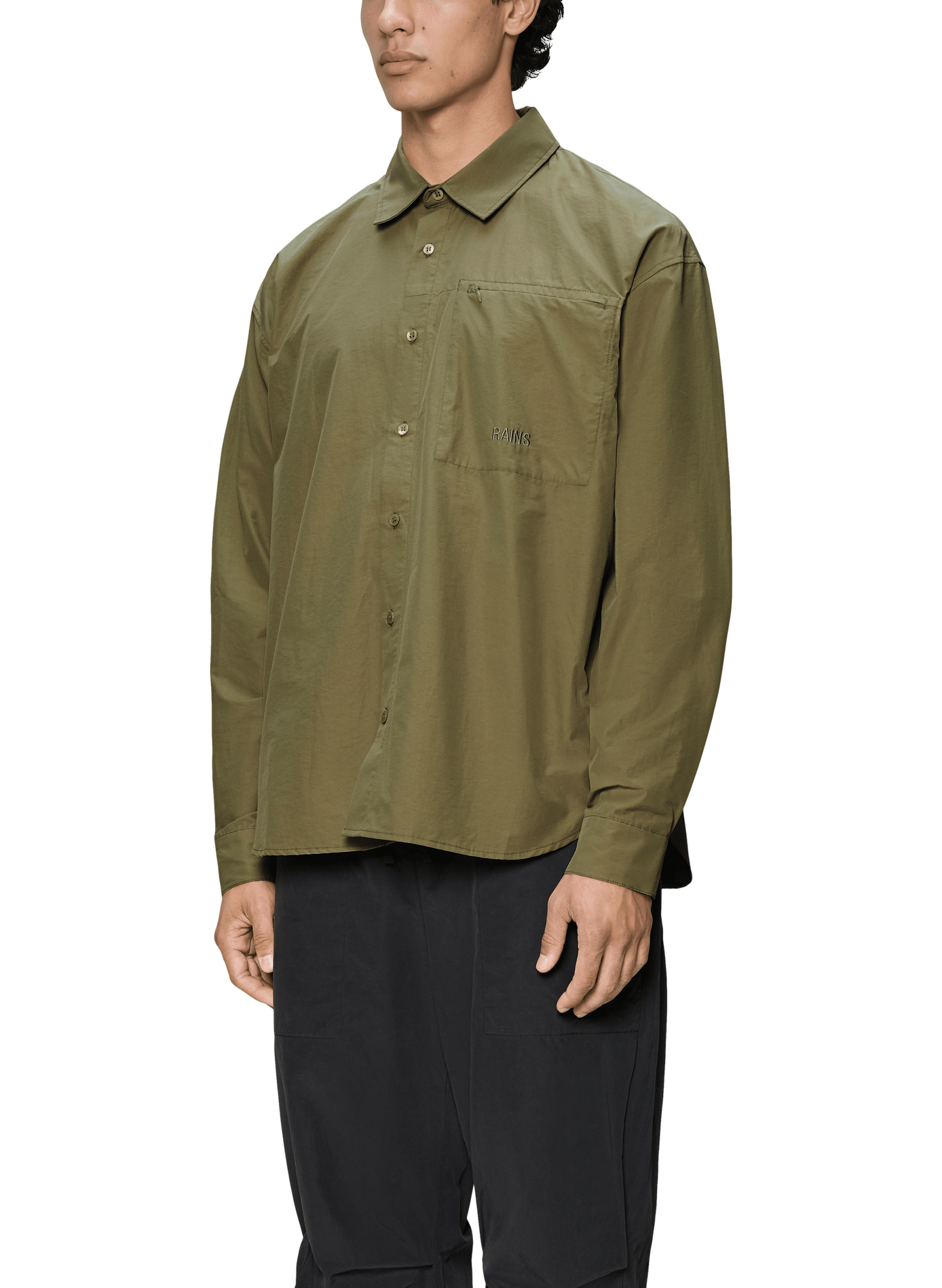Chemise en coton mélangé RAINS Kaki