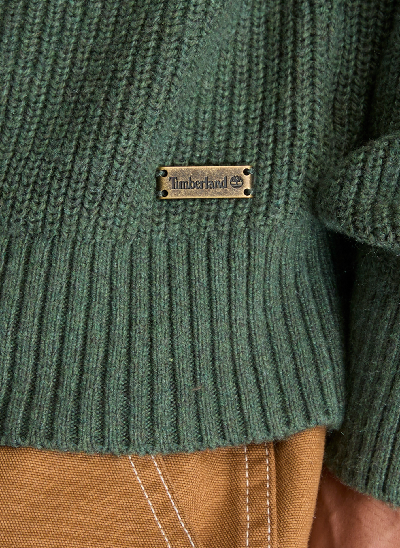 Straight fit cotton blend sweater TIMBERLAND Green