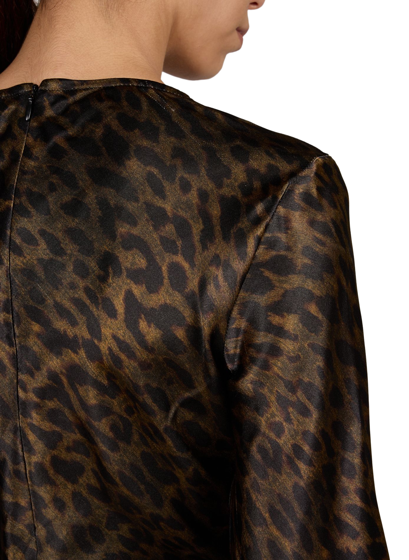 Langes, taillierte Maxikleid mit Animalprint ROUGE EDIT Braun