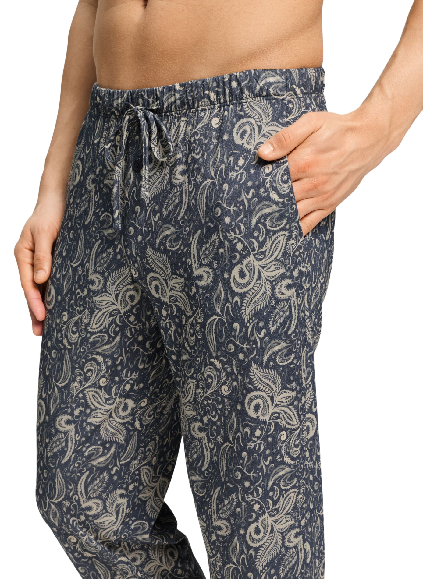 Pantalon droit en coton HANRO Bleu