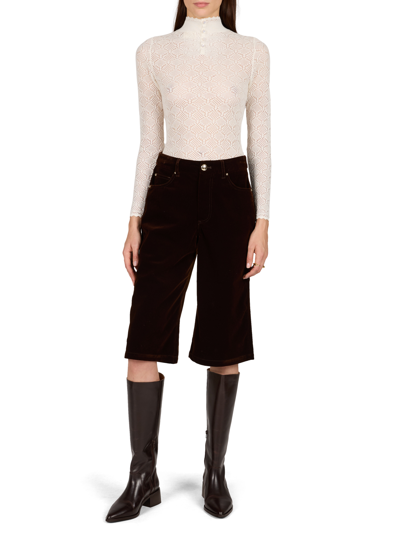 Gaga leather cowhide heeled boots SAISON 1865 Brown