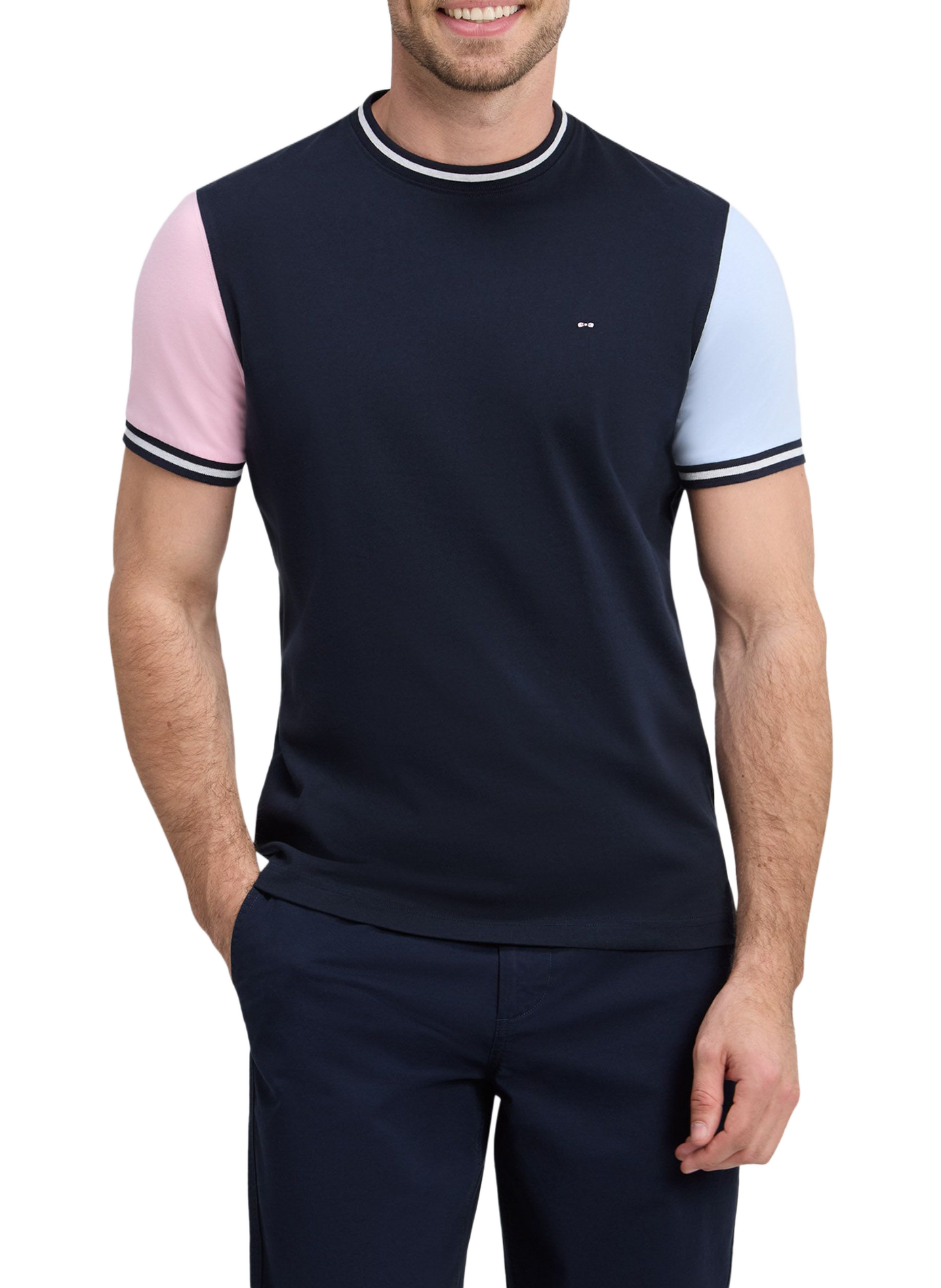 Tee-shirt col rond en coton EDEN PARK Blue