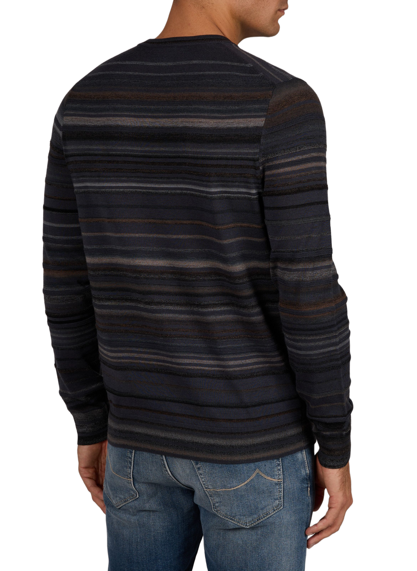Straight-fit striped wool crew-neck jumper PAUL SMITH Grey