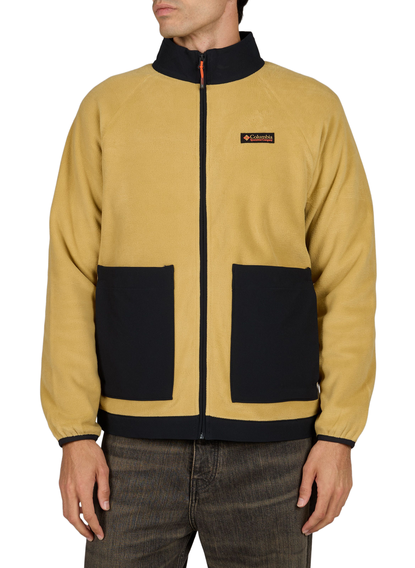 Plain zip-up high-neck fleece COLUMBIA Yellow