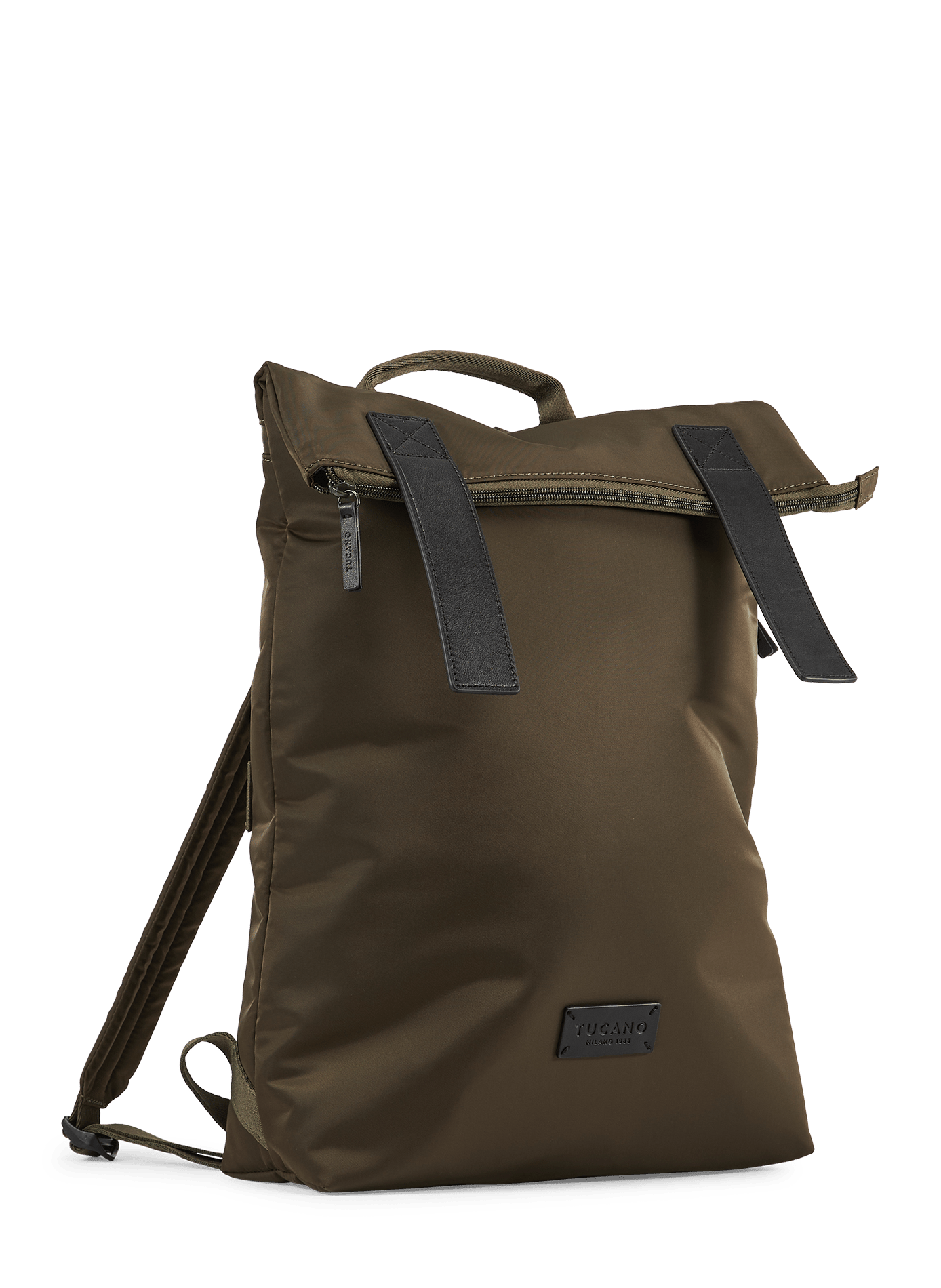 Nylon and Saffiano leather backpack TUCANO Khaki