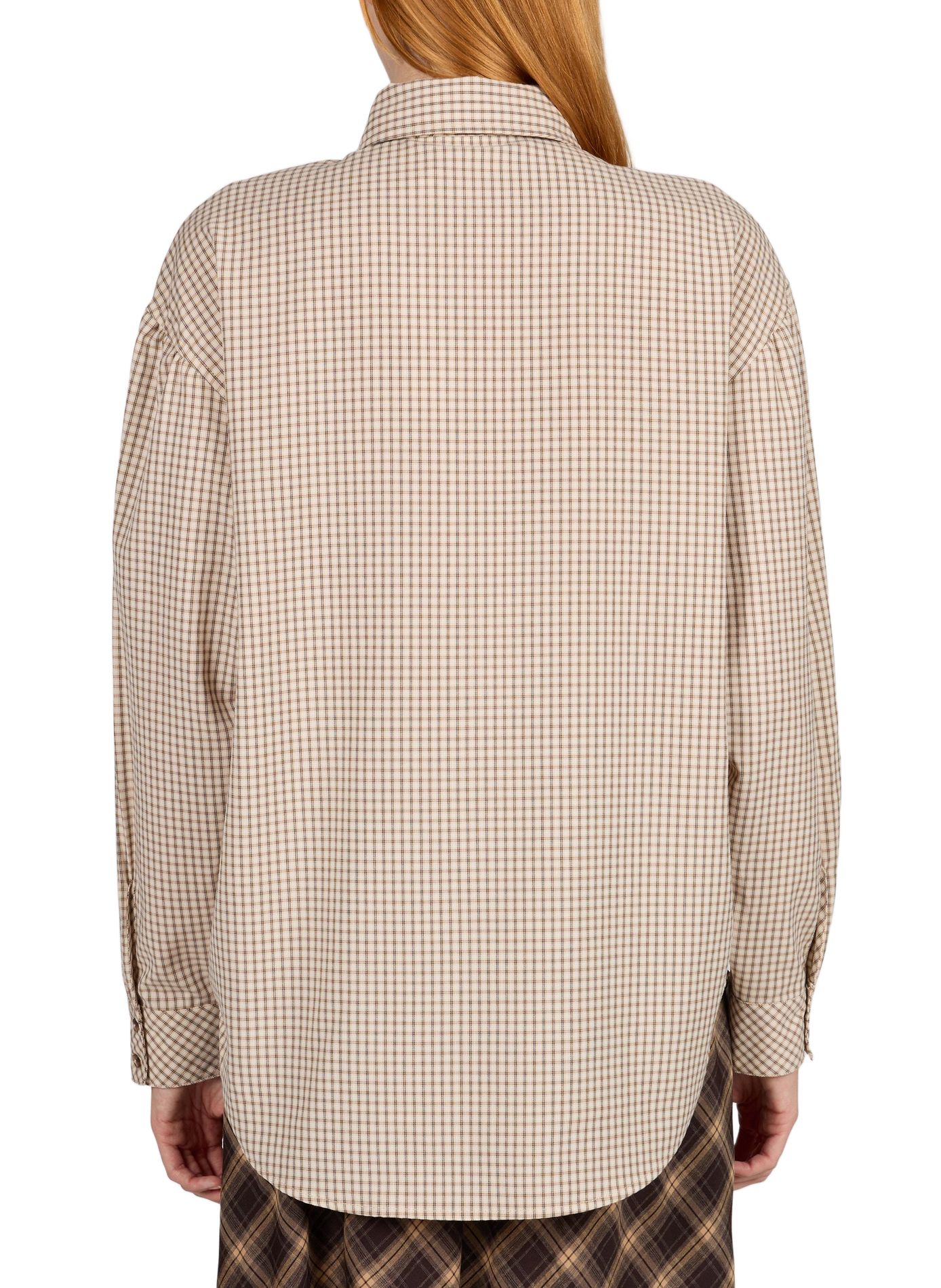 Chemise droite à carreaux  VILA Beige