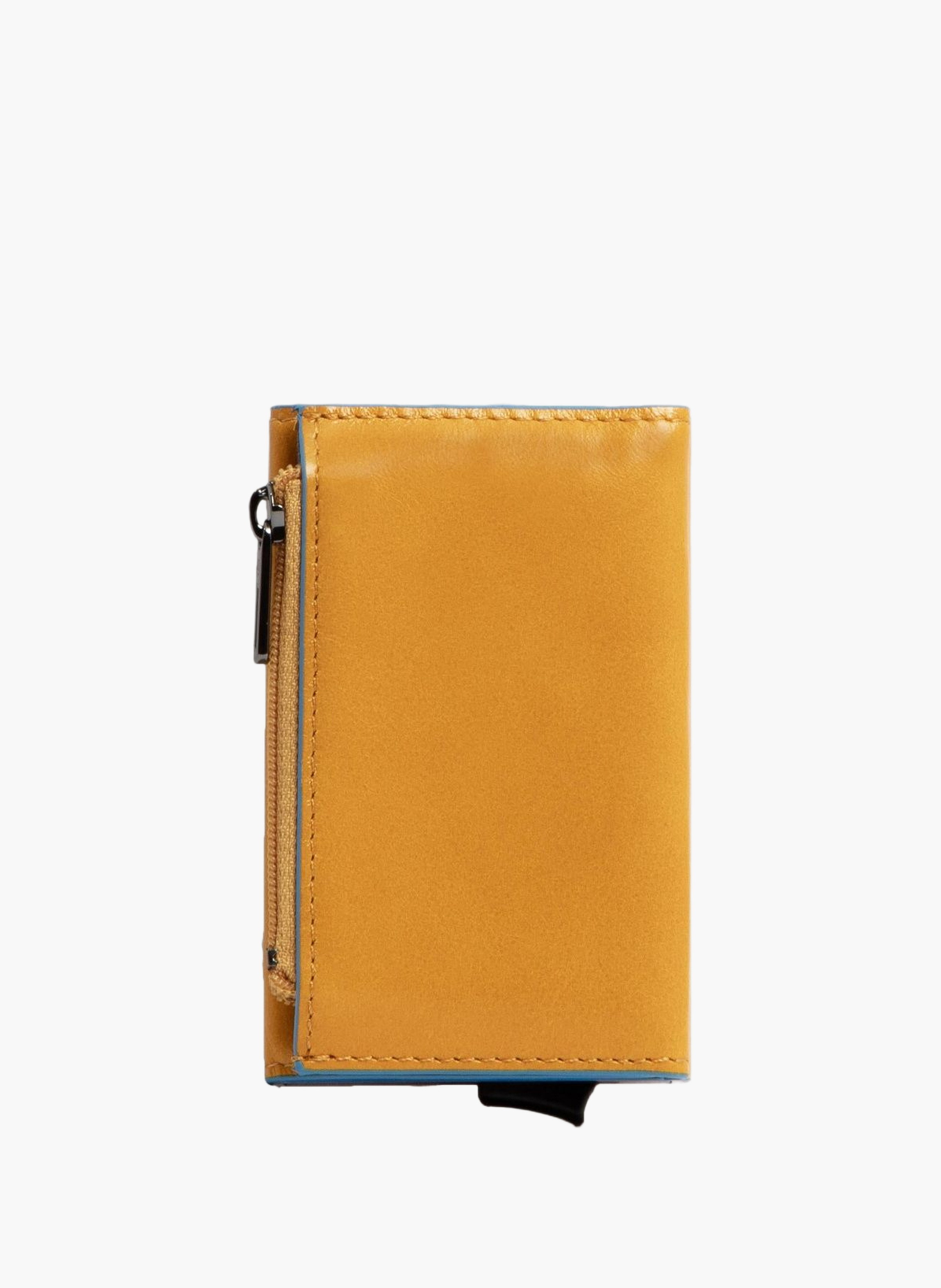 Compact leather wallet with pop-up card holder PIQUADRO Yellow