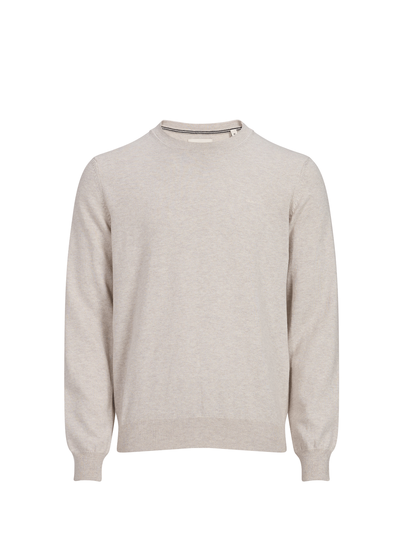 Plain straight-fit crew-neck sweater in wool and cotton GANT Beige