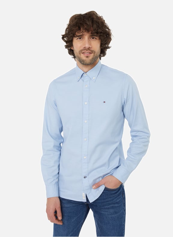 Chemise slim fit en coton organique mélangé Bleu by TOMMY HILFIGER TOMMY HILFIGER Chemise slim fit en coton organique mélangé Bleu