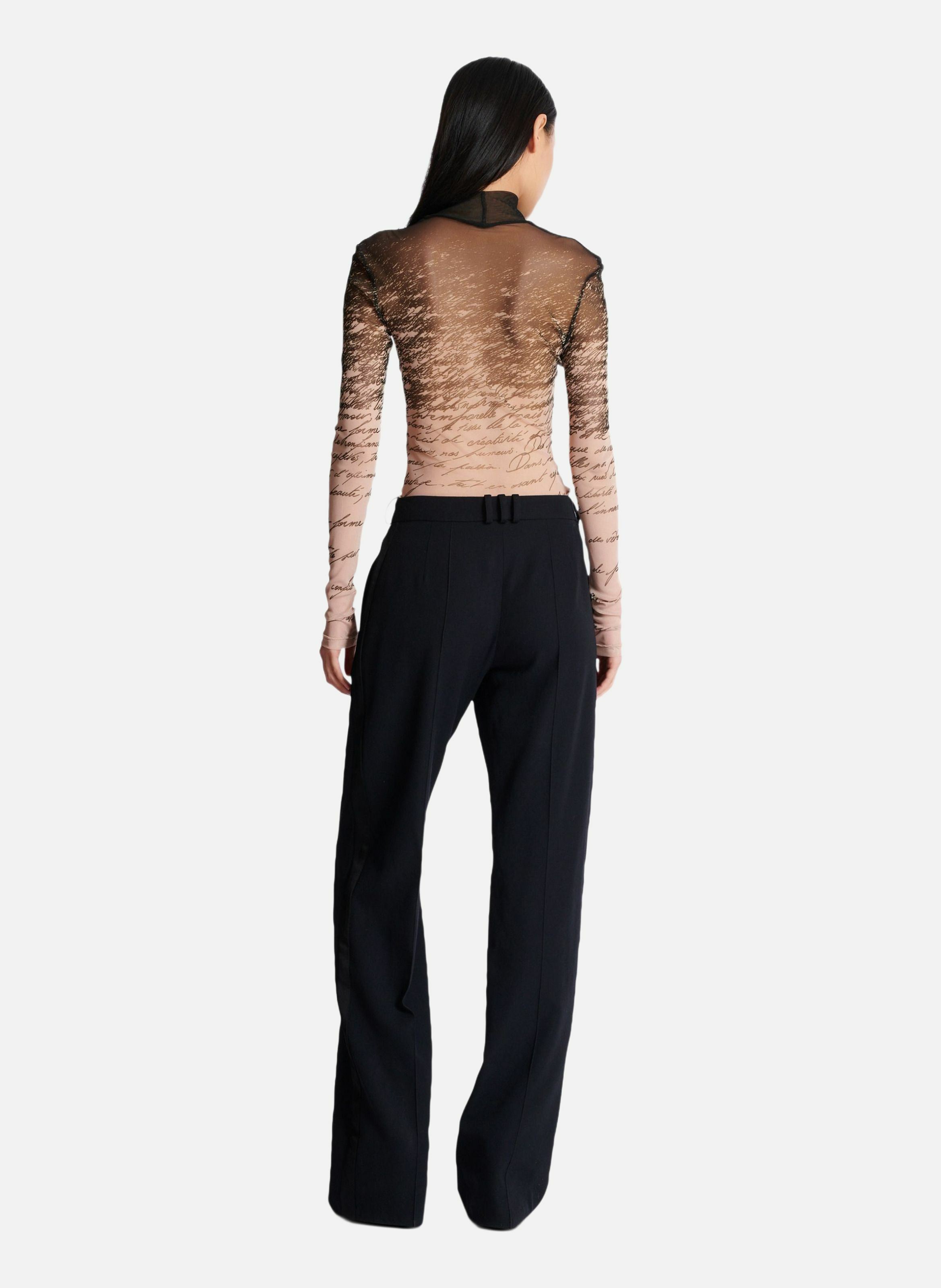 Top à manches longues imprimé « lettre d'amour » BALMAIN Marron