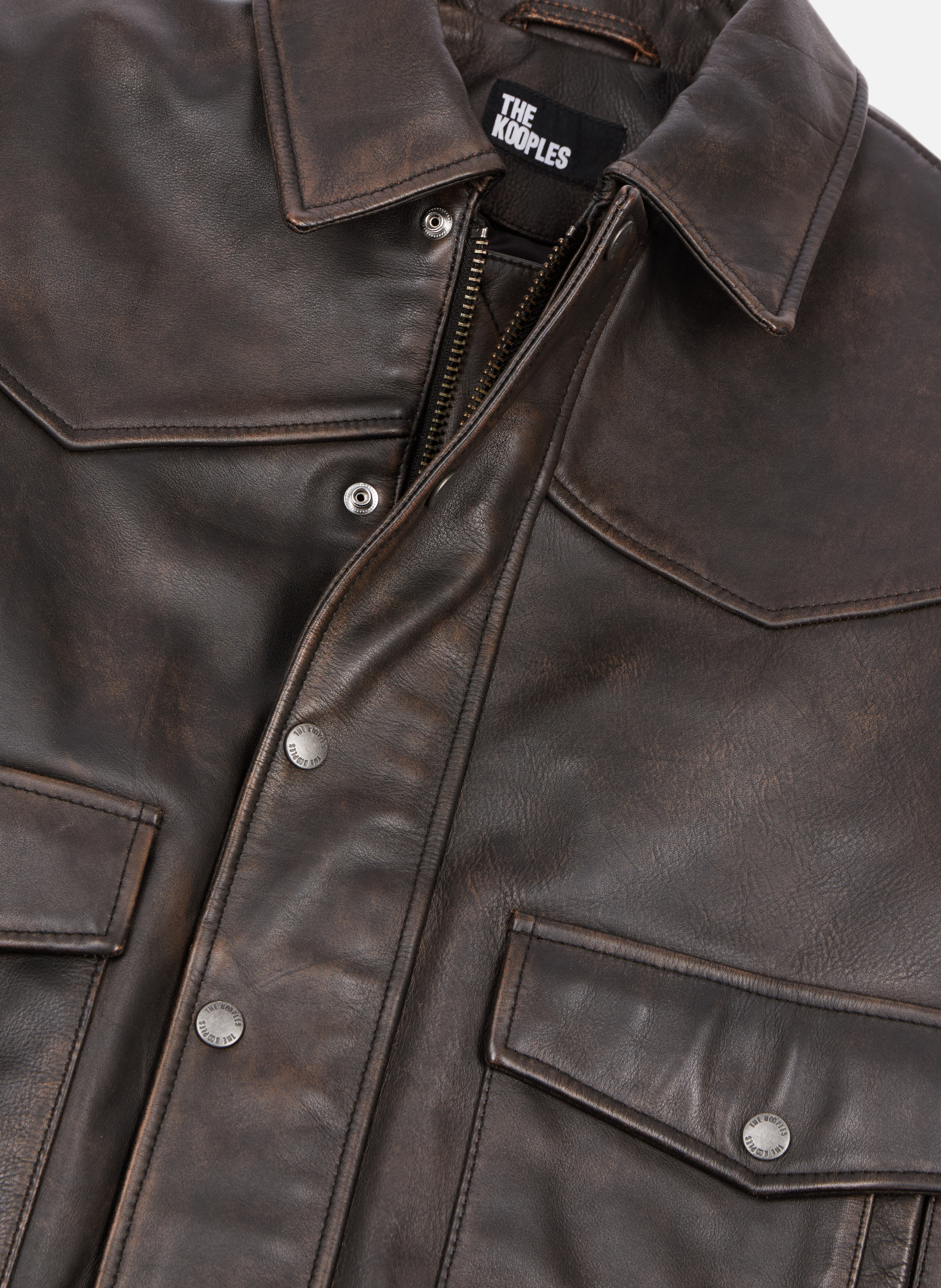 Blouson en cuir THE KOOPLES Marron