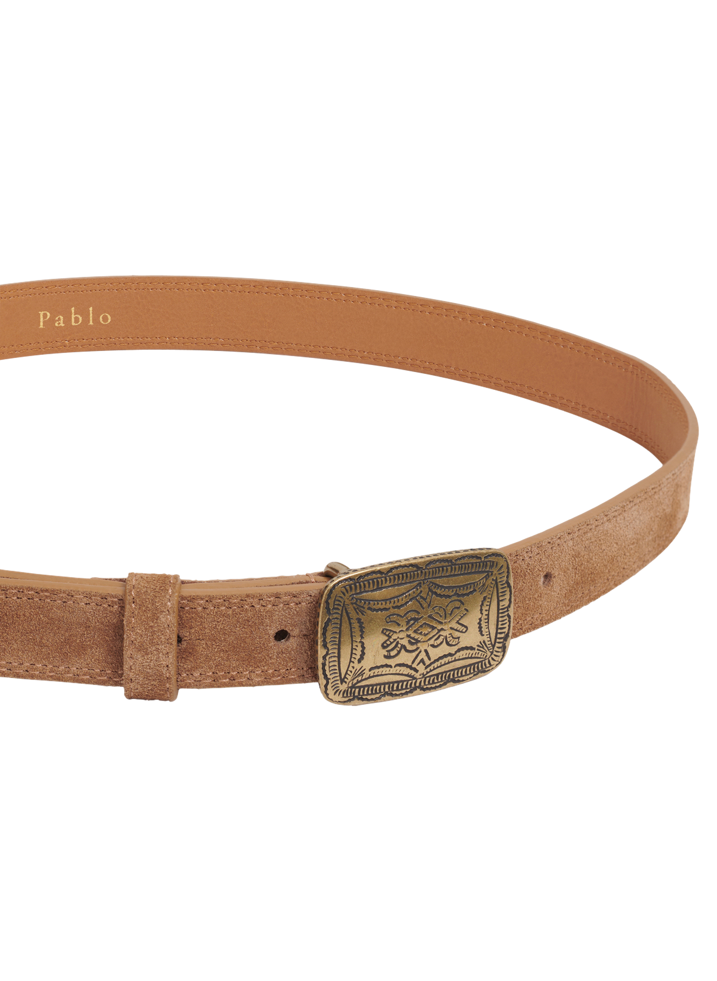 Ceinture en cuir velours - leny PABLO Marron