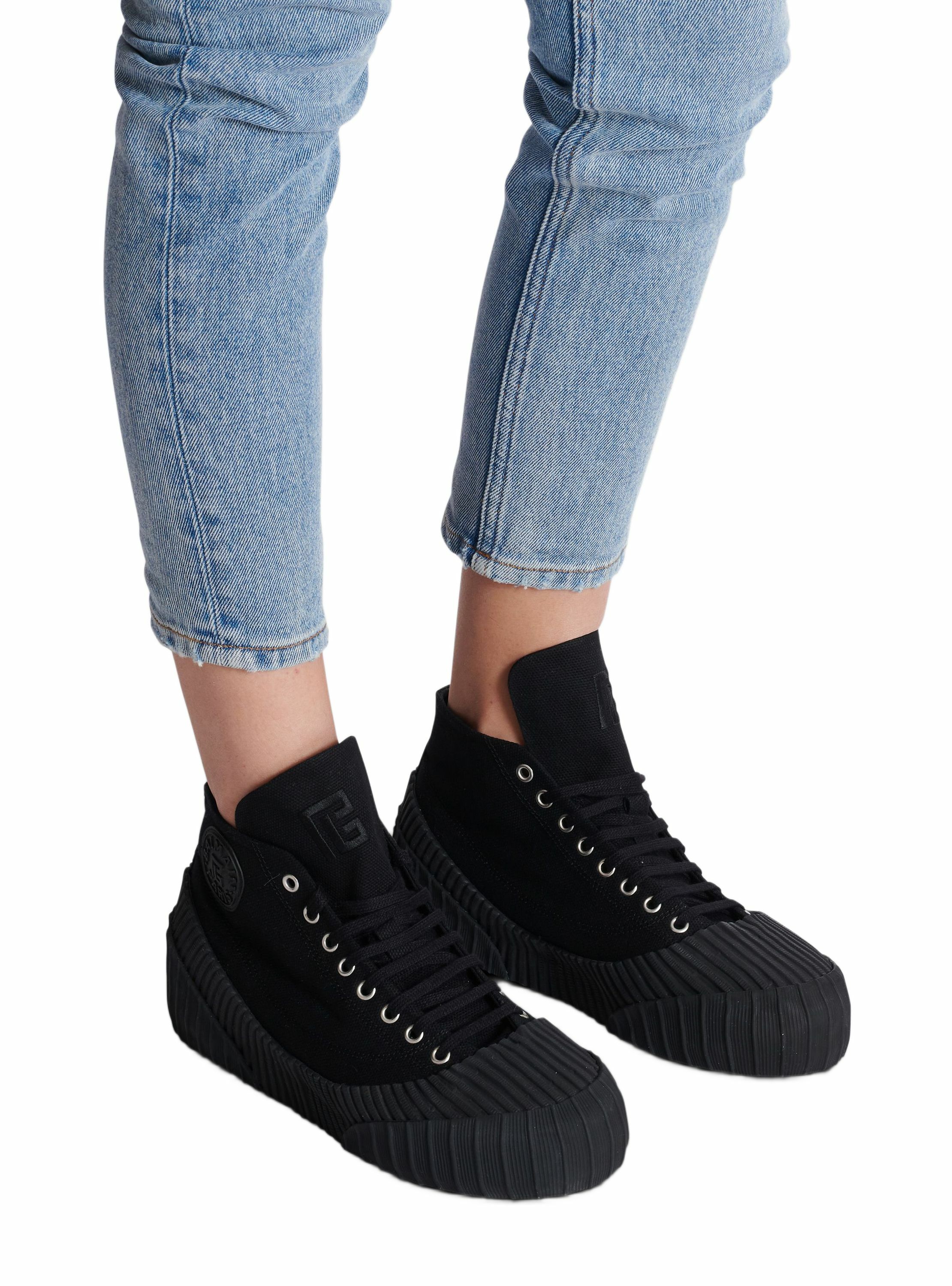 Sneakers riff low en toile BALMAIN Noir